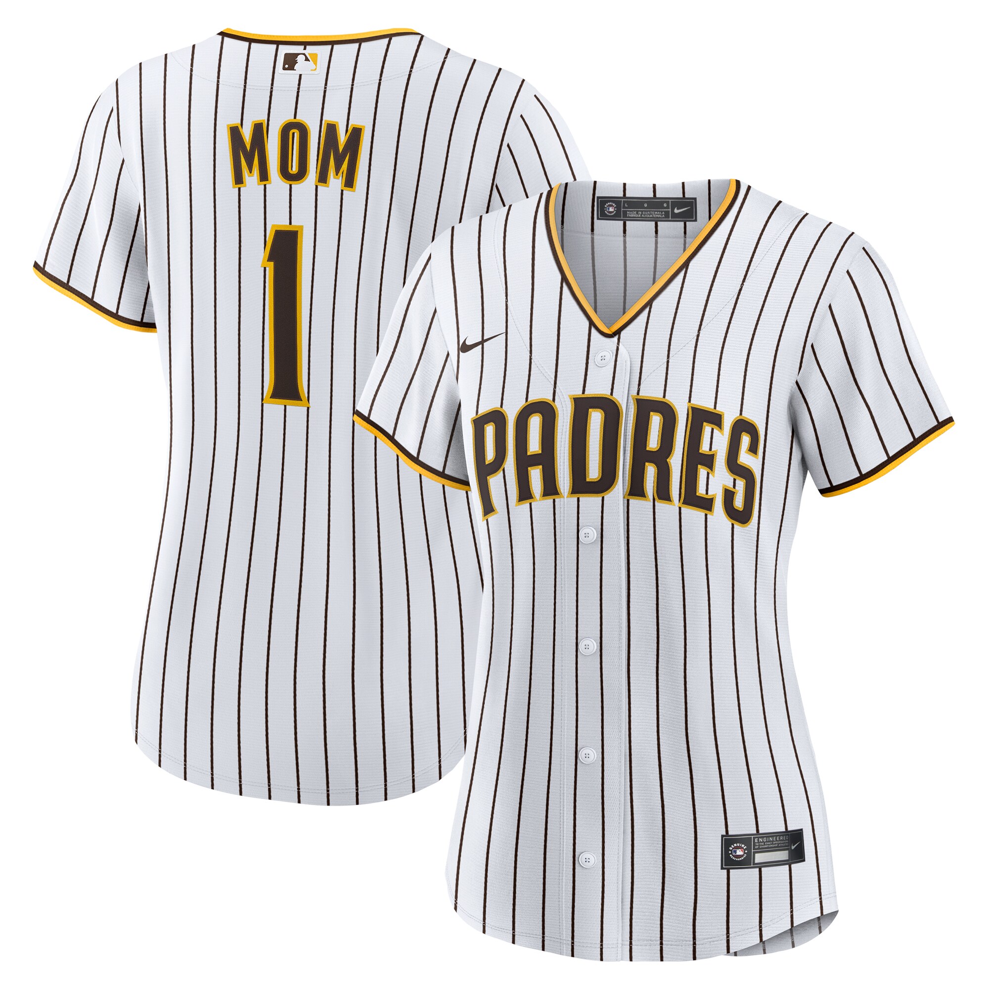 Women's San Diego Padres White #1 Mom Home Jersey
