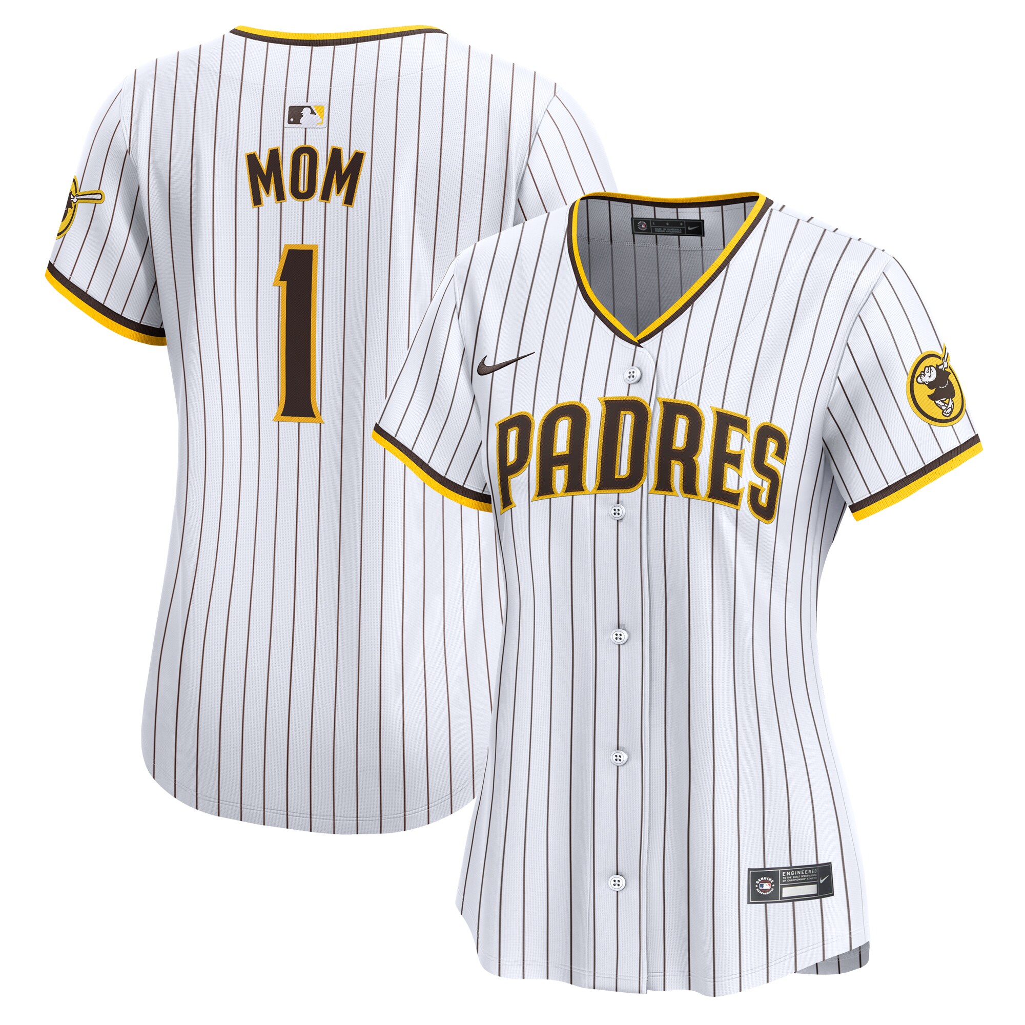 Women's San Diego Padres White #1 Mom Home Limited Jersey