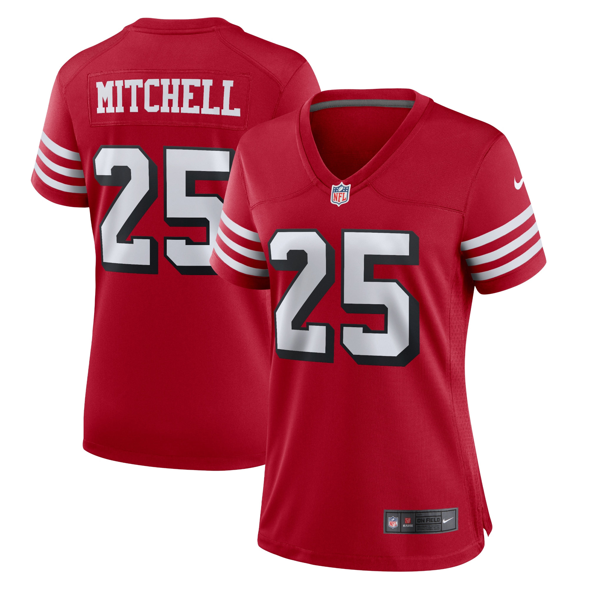 Women's San Francisco 49ers Elijah Mitchell Scarlet Alternate Team Game Jersey Js1230