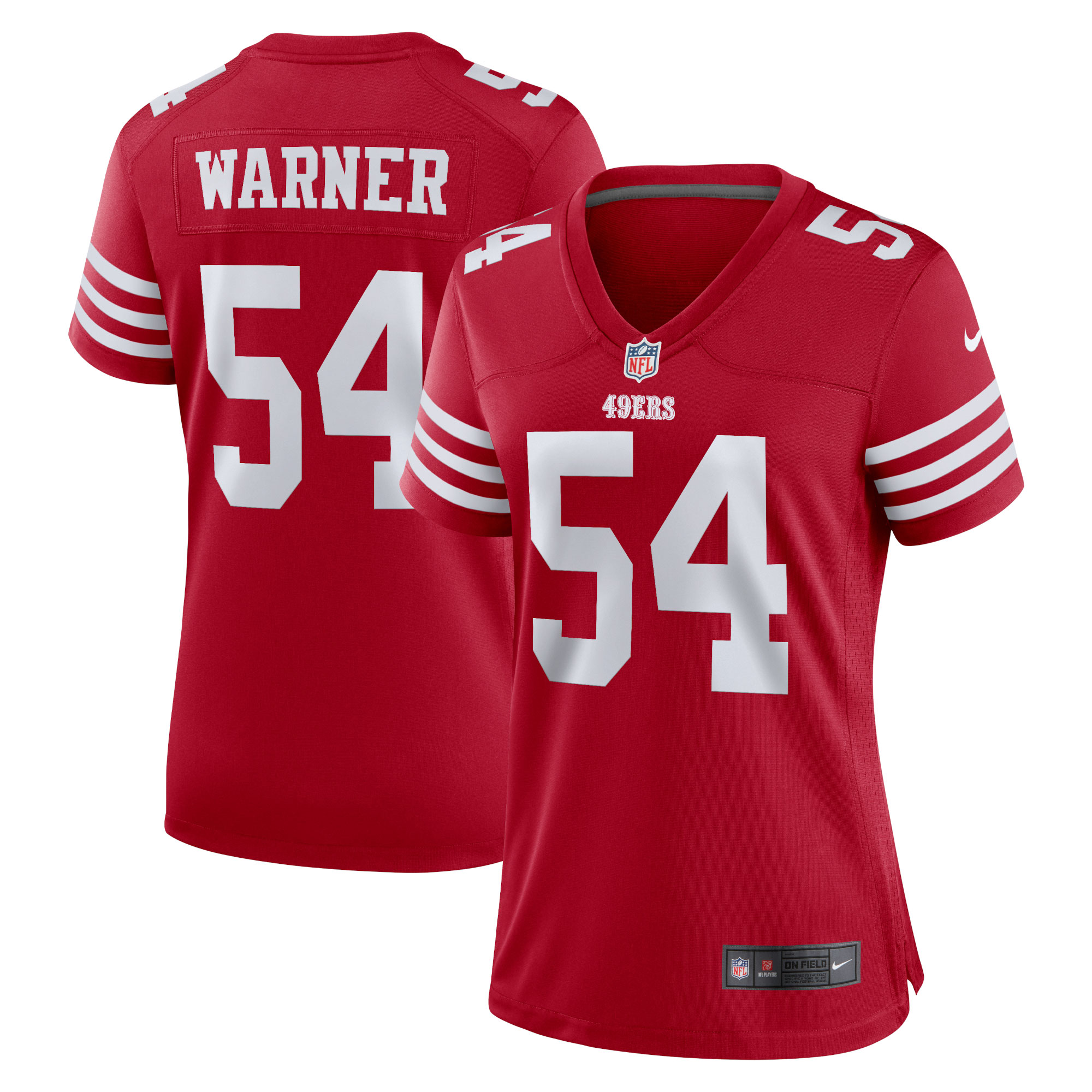 Women's San Francisco 49ers Fred Warner Scarlet Game Player Jersey Js5664