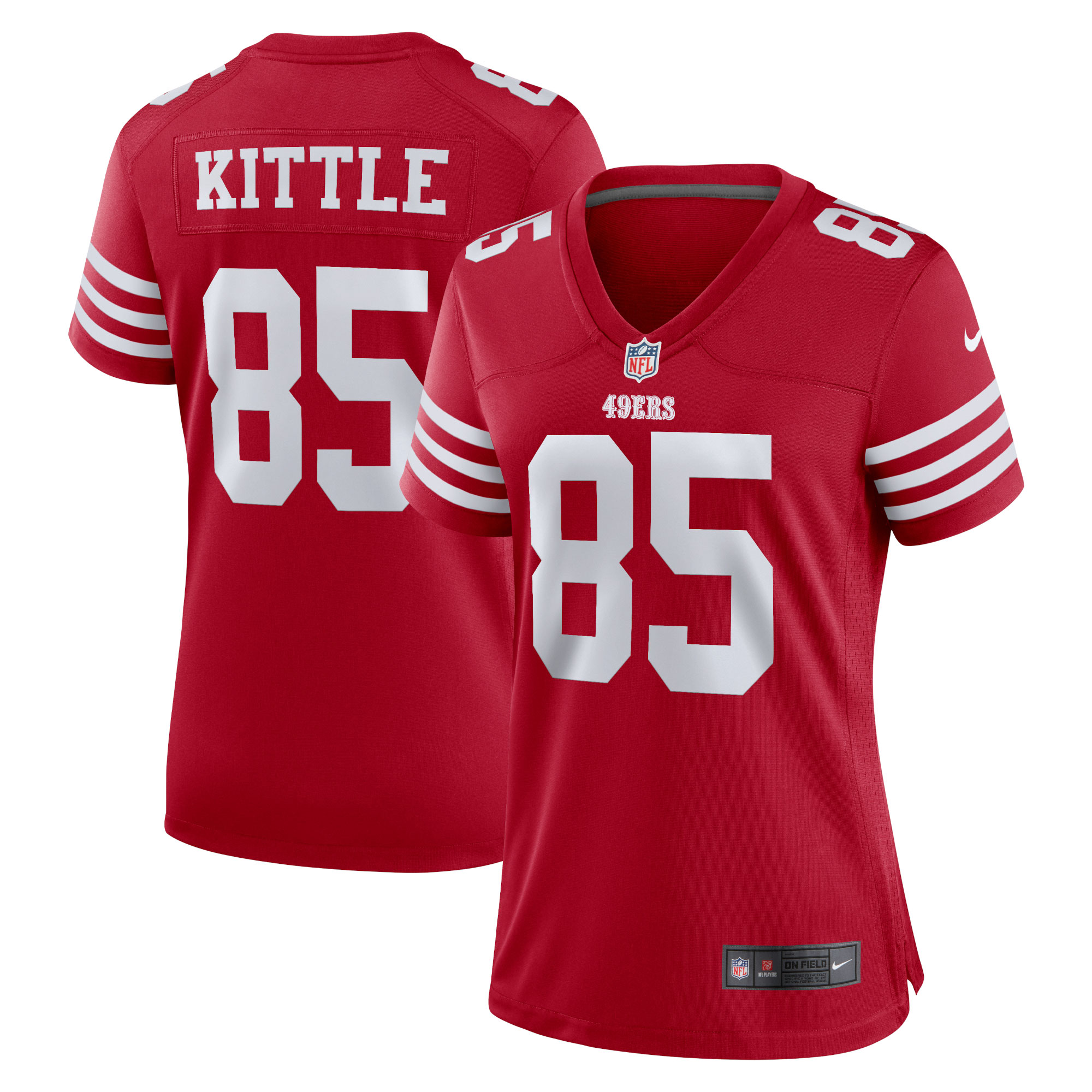 Women's San Francisco 49ers George Kittle Scarlet Team Game Player Jersey Js3871