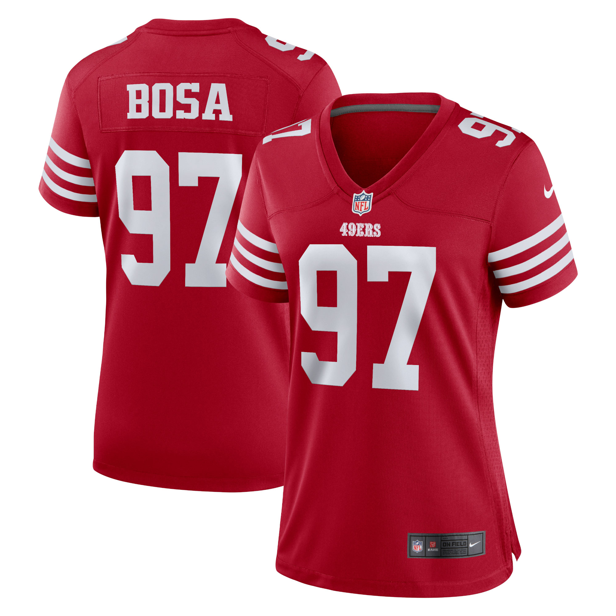 Women's San Francisco 49ers Nick Bosa Scarlet Team Game Player Jersey Js4754