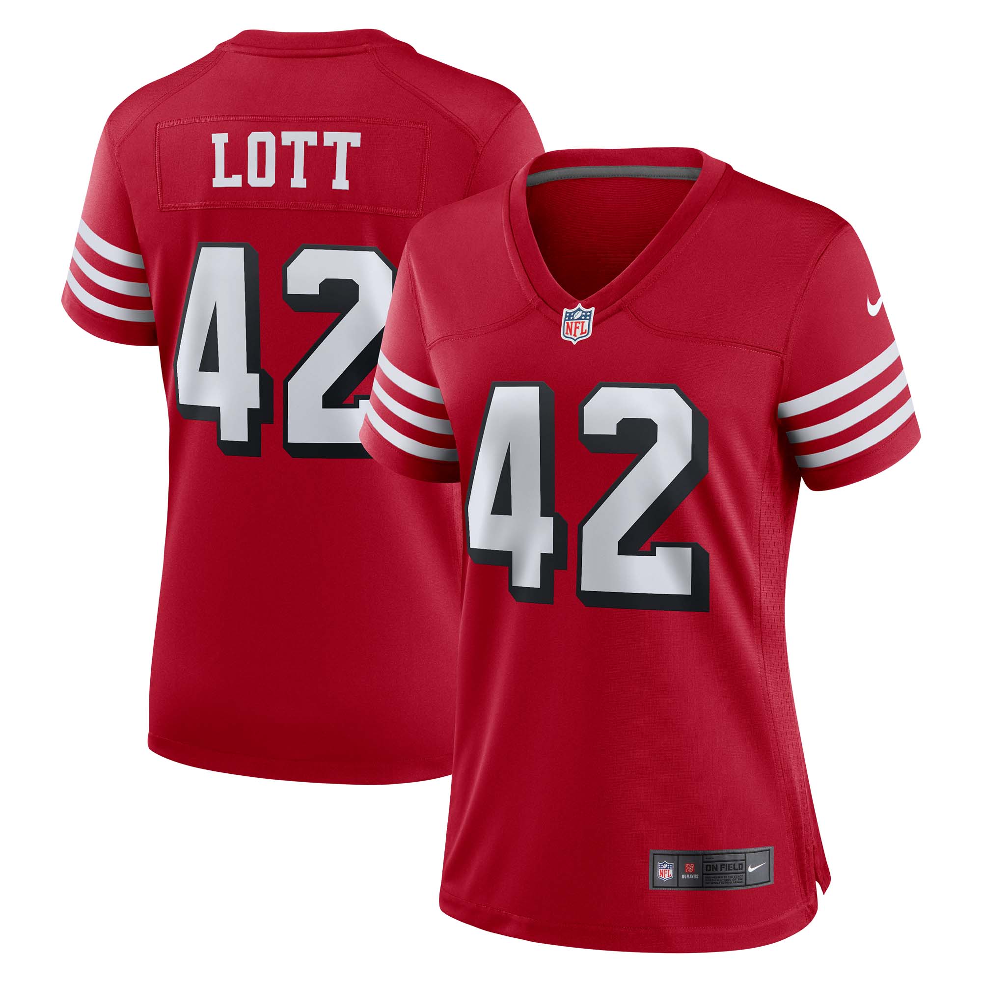 Women's San Francisco 49ers Ronnie Lott Scarlet Alternate Game Jersey Js4440