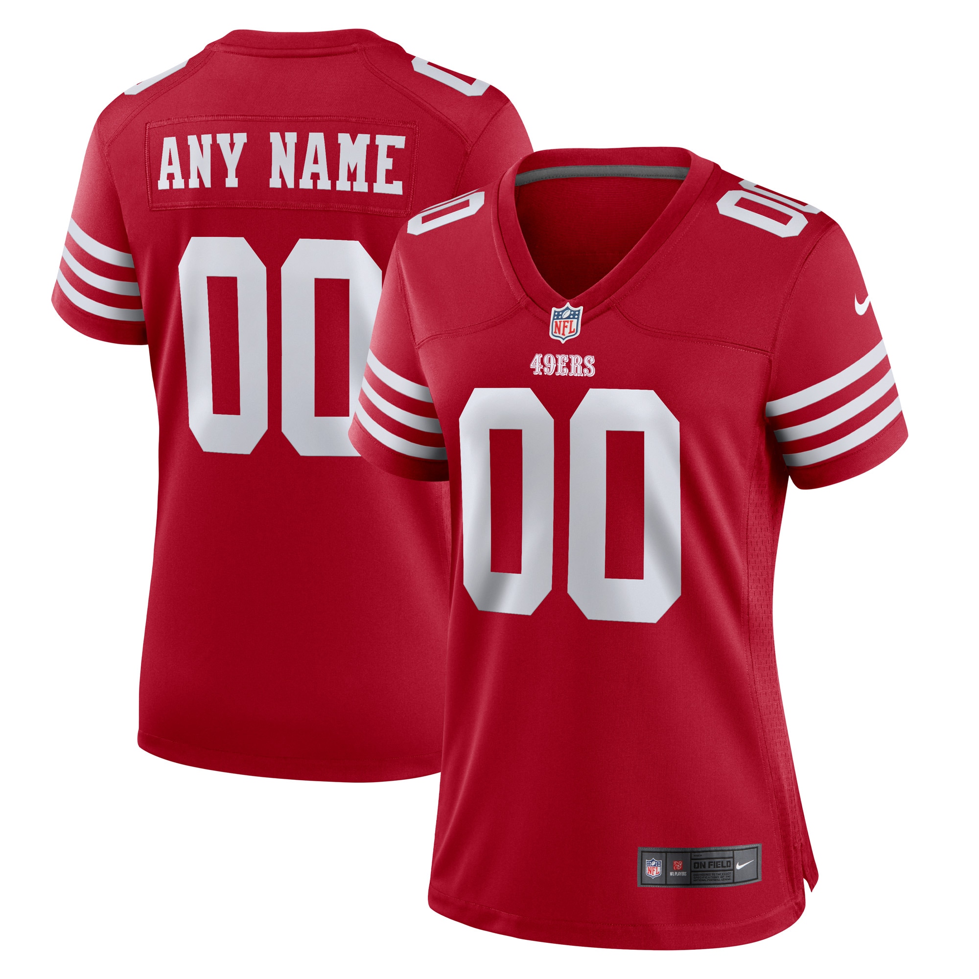 Women's San Francisco 49ers Scarlet Game Custom Jersey Js2603