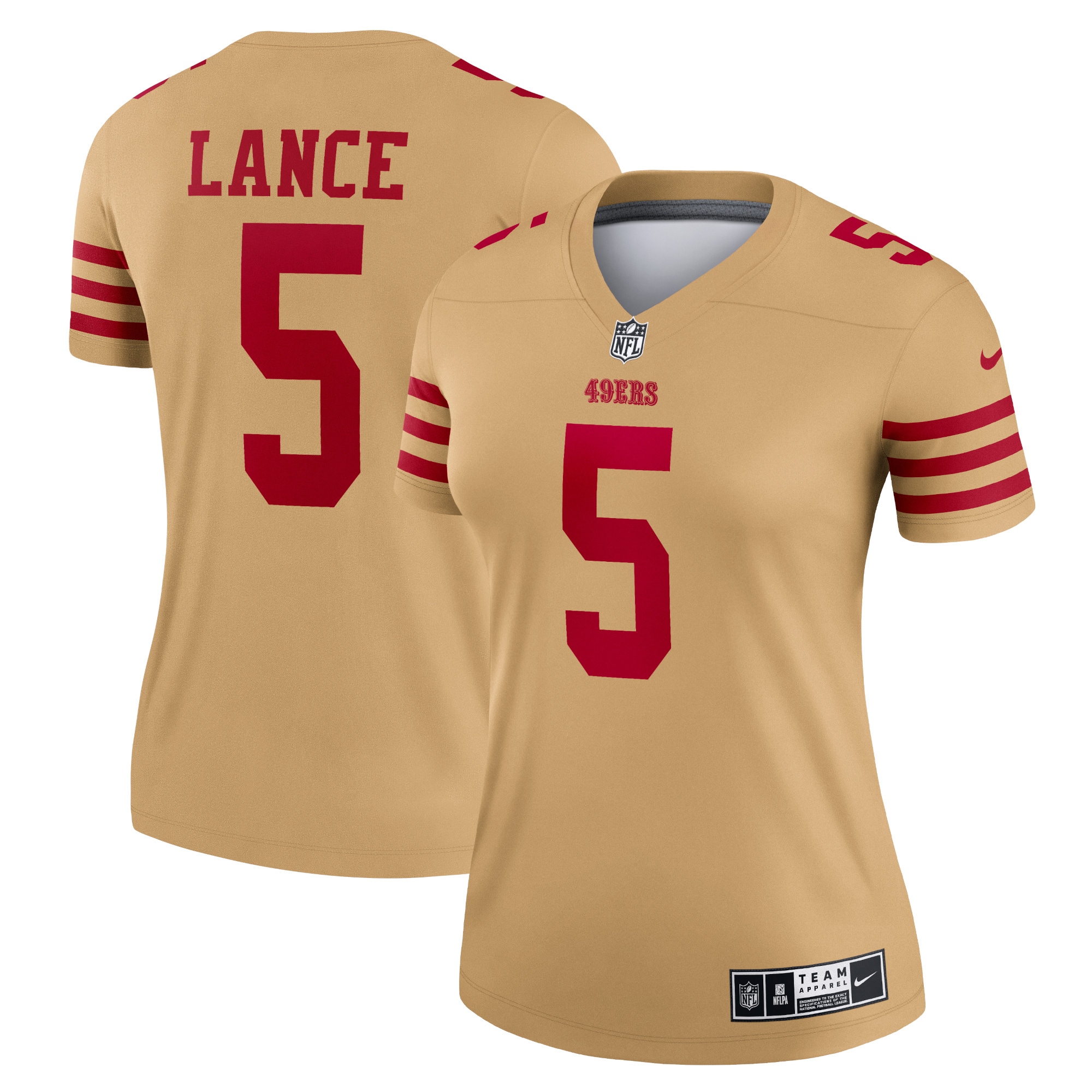 Women's San Francisco 49ers Trey Lance Gold Inverted Legend Player Performance Top Js9258