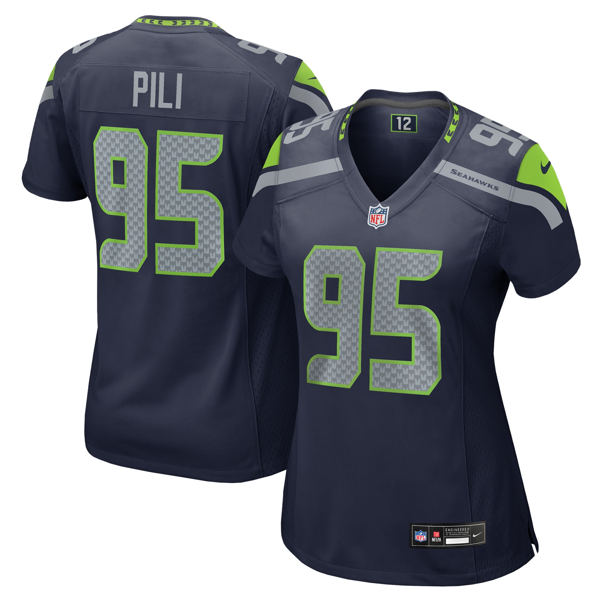 Women's Seattle Seahawks Brandon Pili College Navy Team Game Jersey Js3717