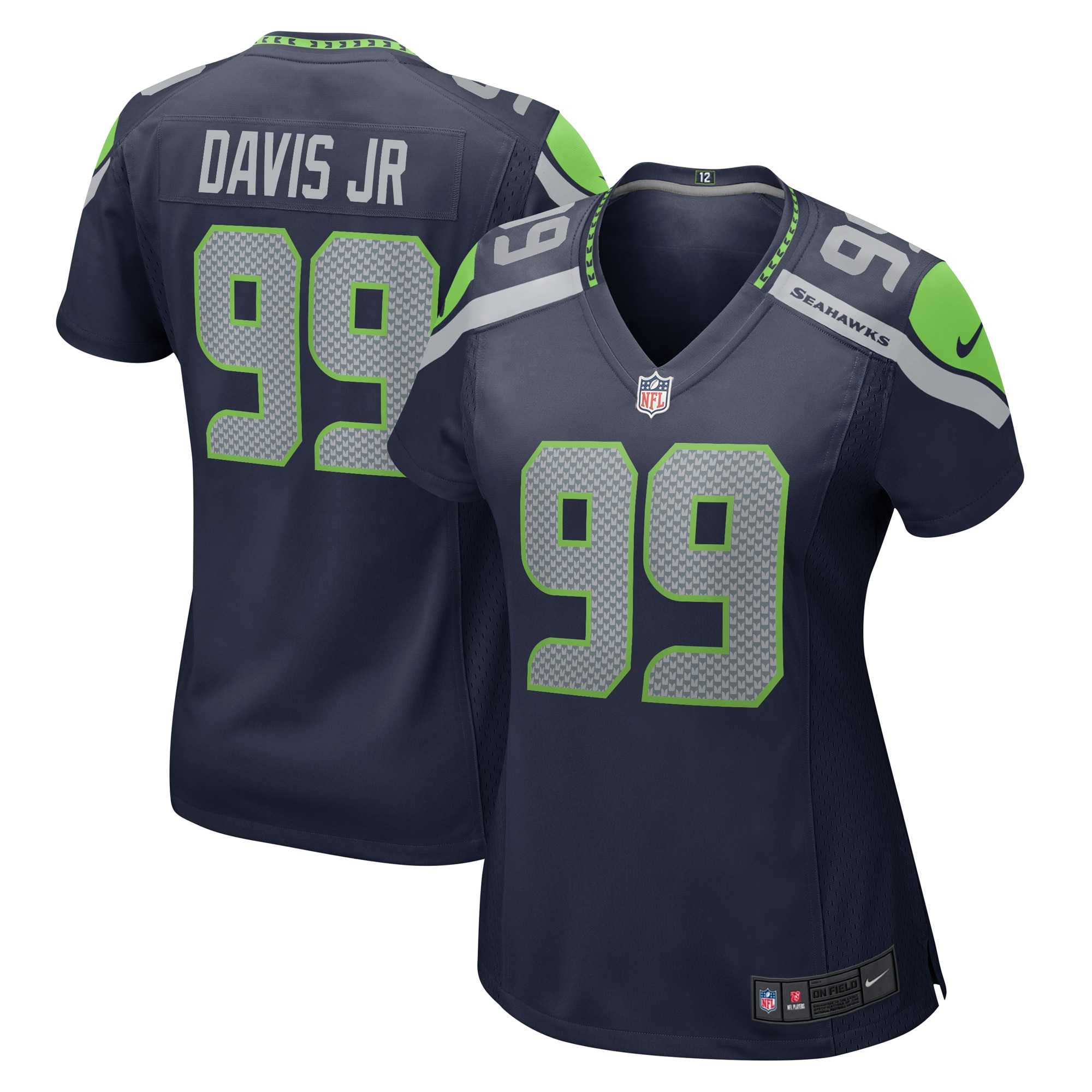 Women's Seattle Seahawks Carl Davis Jr. Navy Game Jersey Js9339