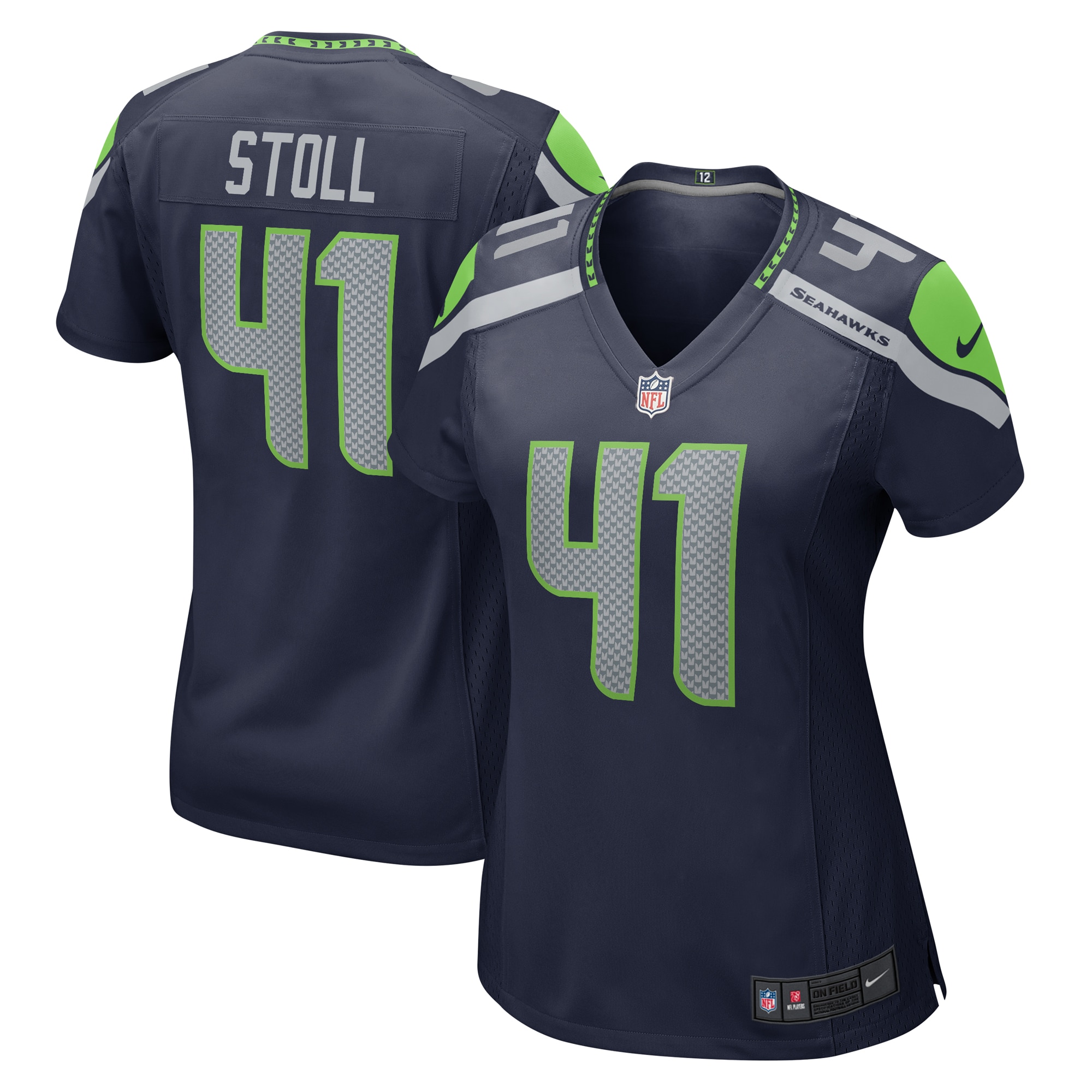 Women's Seattle Seahawks Chris Stoll College Navy Game Jersey Js5813