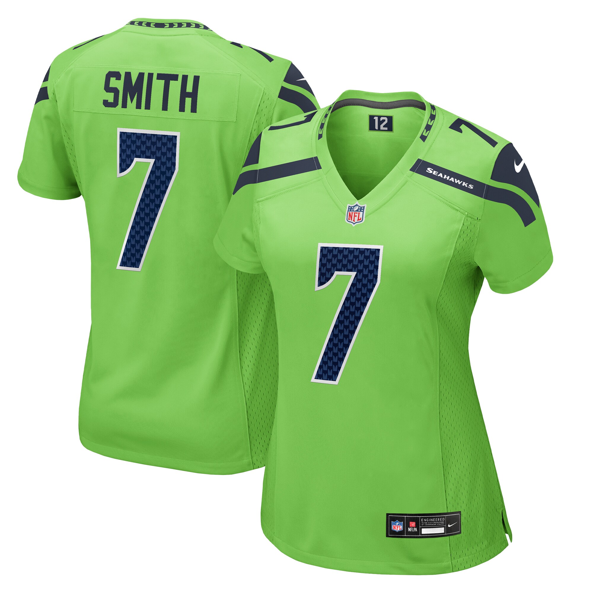 Women's Seattle Seahawks Geno Smith Neon Green Game Jersey Js3431