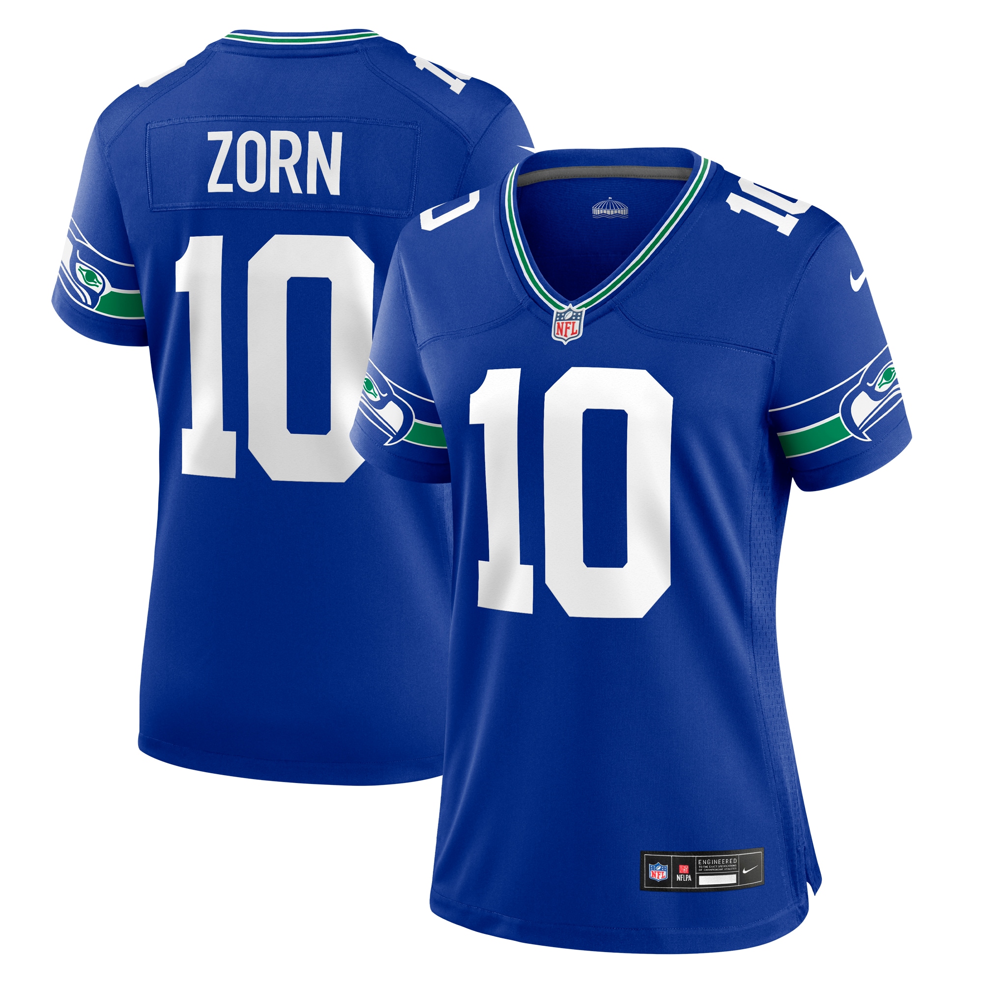 Women's Seattle Seahawks Jim Zorn Royal Throwback Retired Player Game Jersey Js2377