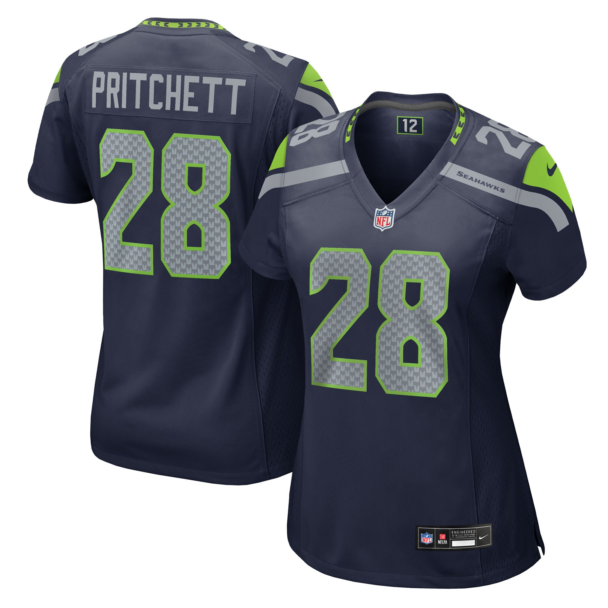 Women's Seattle Seahawks Nehemiah Pritchett College Navy Team Game Jersey Js1504