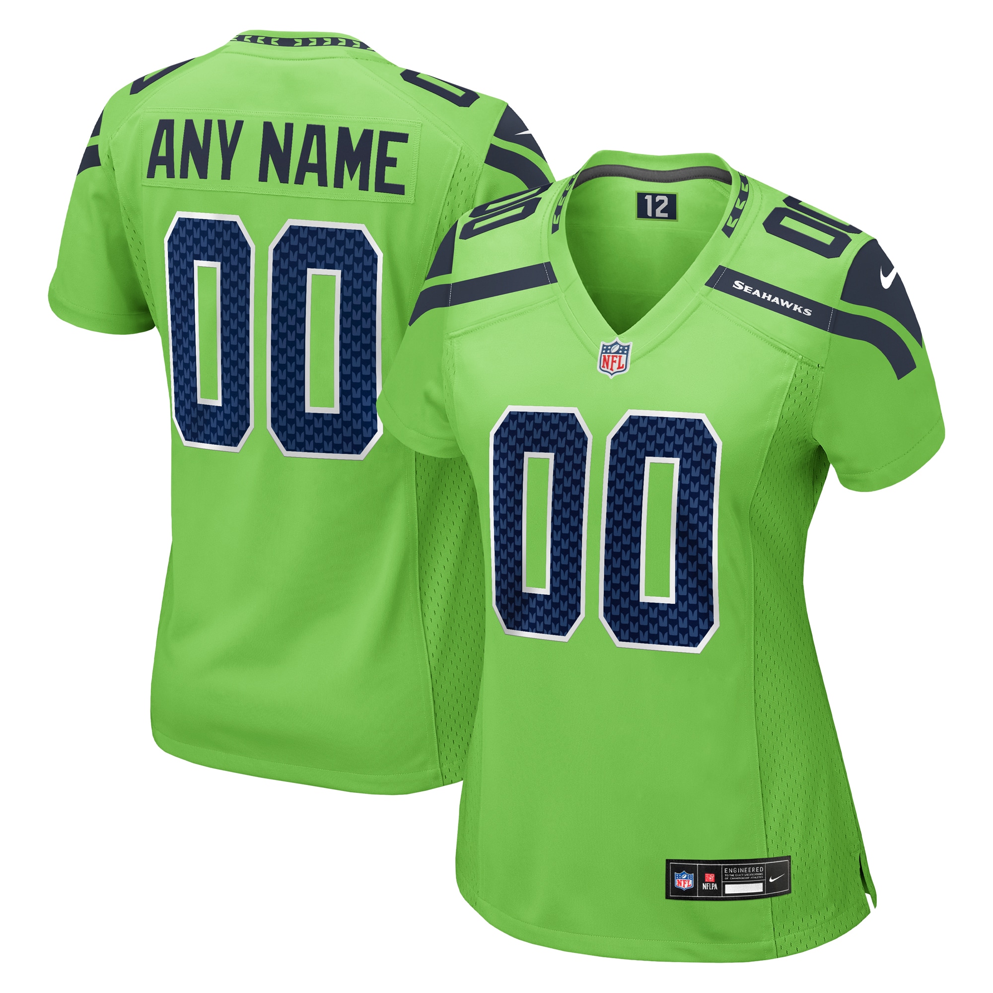 Women's Seattle Seahawks Neon Green Alternate Custom Game Jersey Js3848