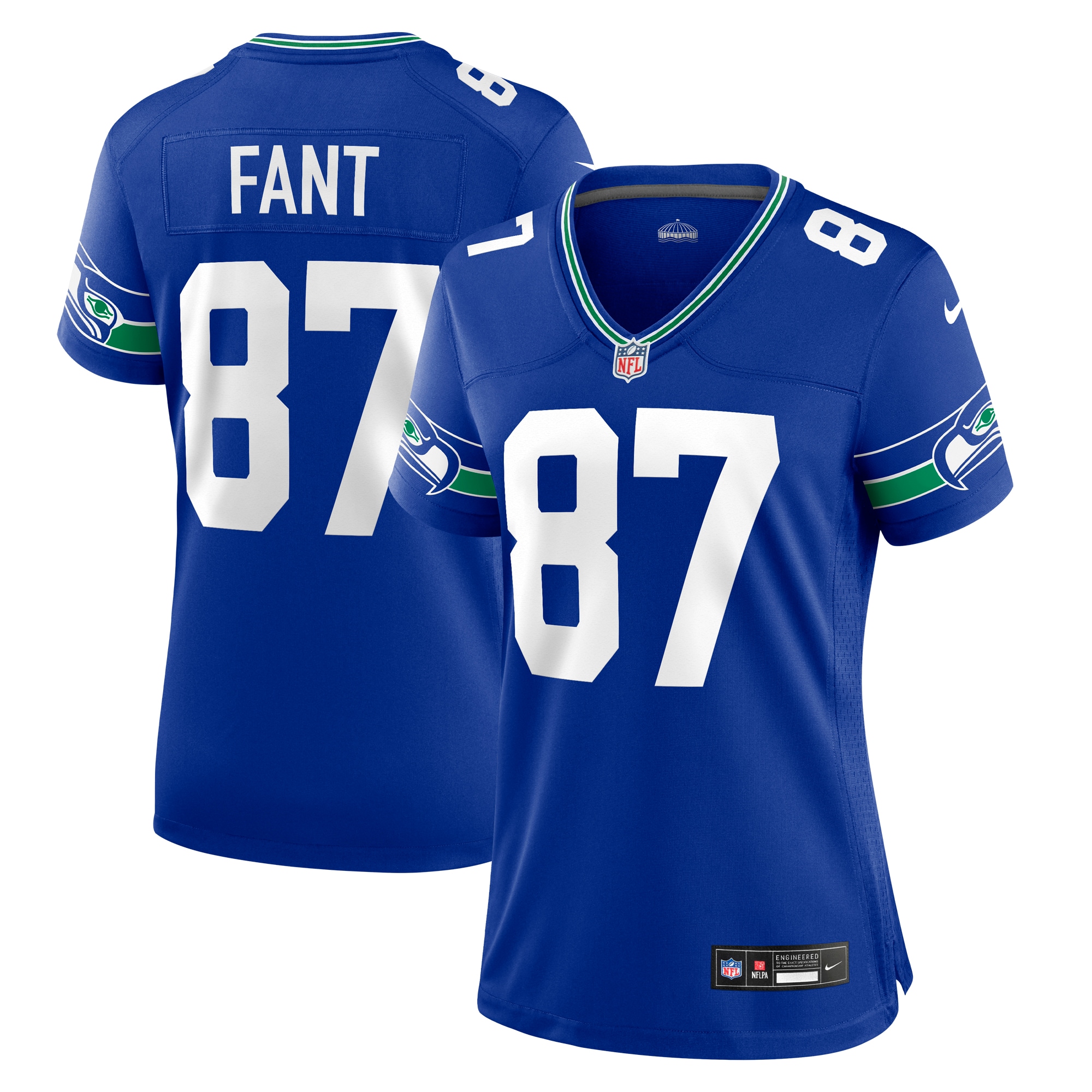 Women's Seattle Seahawks Noah Fant Royal Throwback Player Game Jersey Js5403