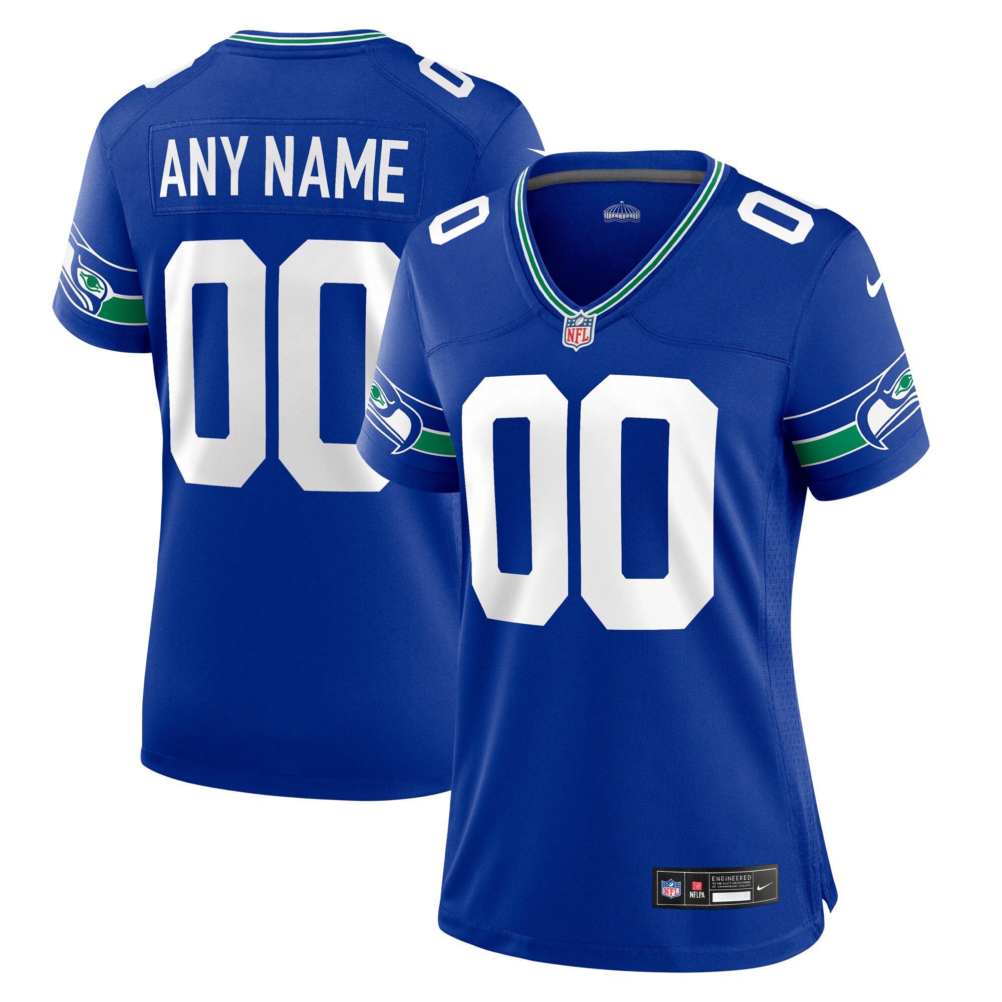 Women's Seattle Seahawks Royal Throwback Custom Jersey Js3331