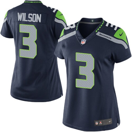 Women's Seattle Seahawks Russell Wilson College Navy Game Player Jersey Js5156