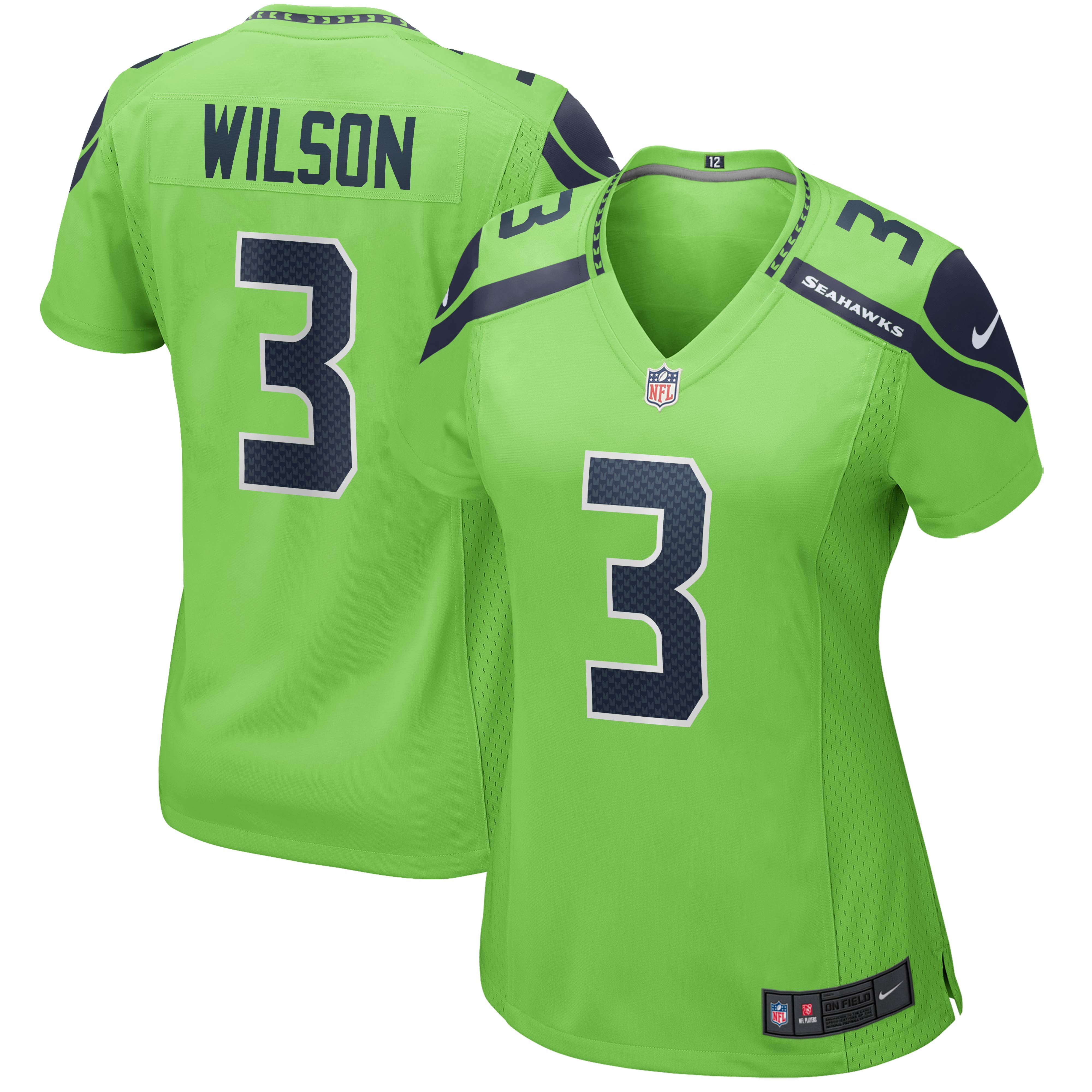 Women's Seattle Seahawks Russell Wilson Neon Green Alternate Game Jersey Js3370