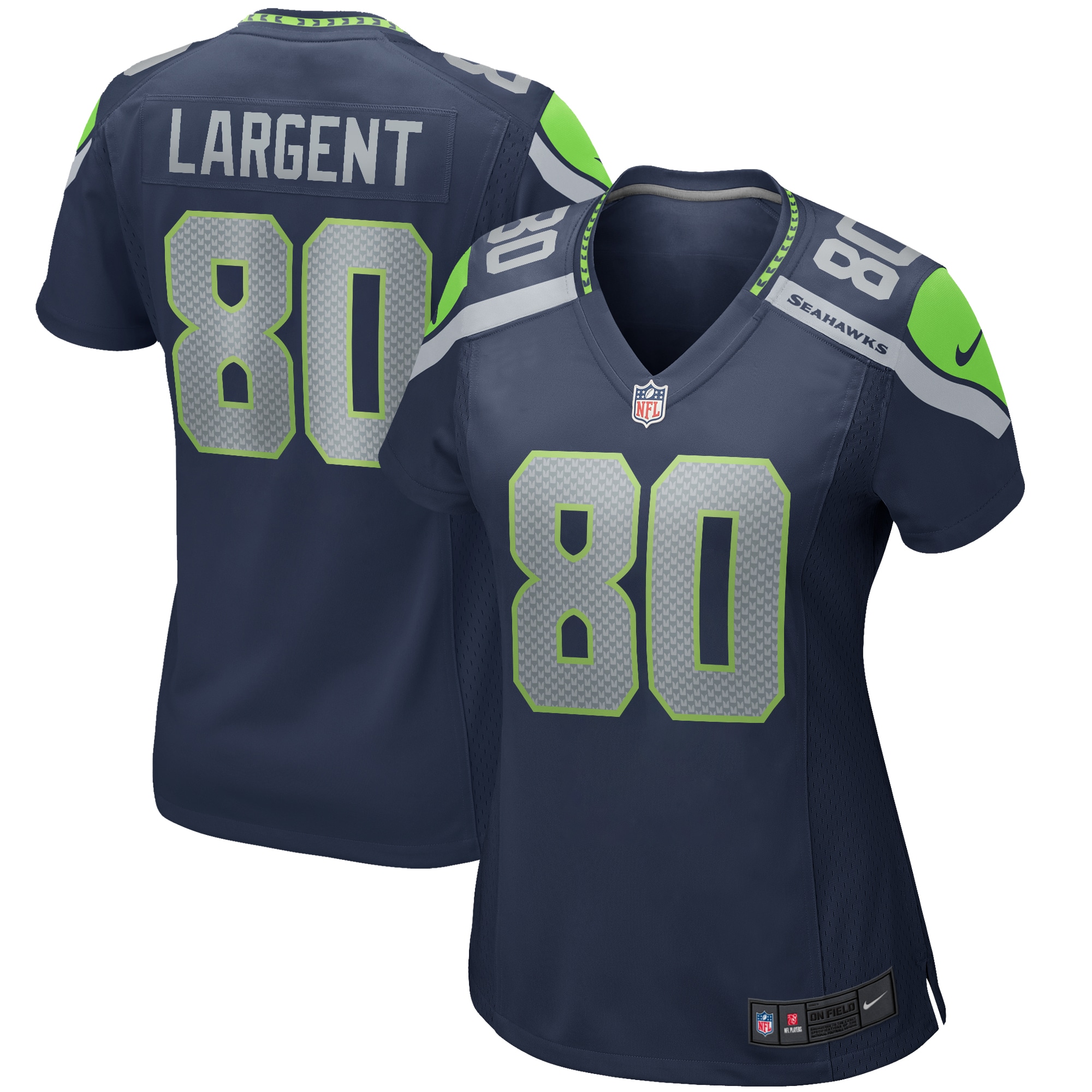 Women's Seattle Seahawks Steve Largent College Navy Game Retired Player Jersey Js1842