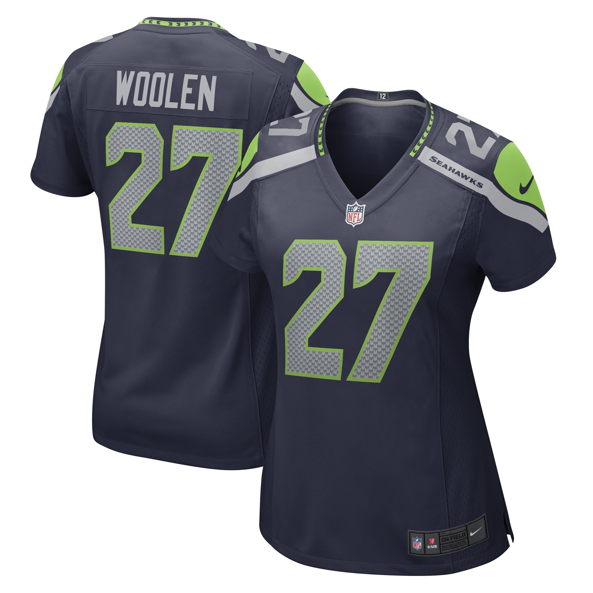 Women's Seattle Seahawks Tariq Woolen College Navy Game Player Jersey Js4187