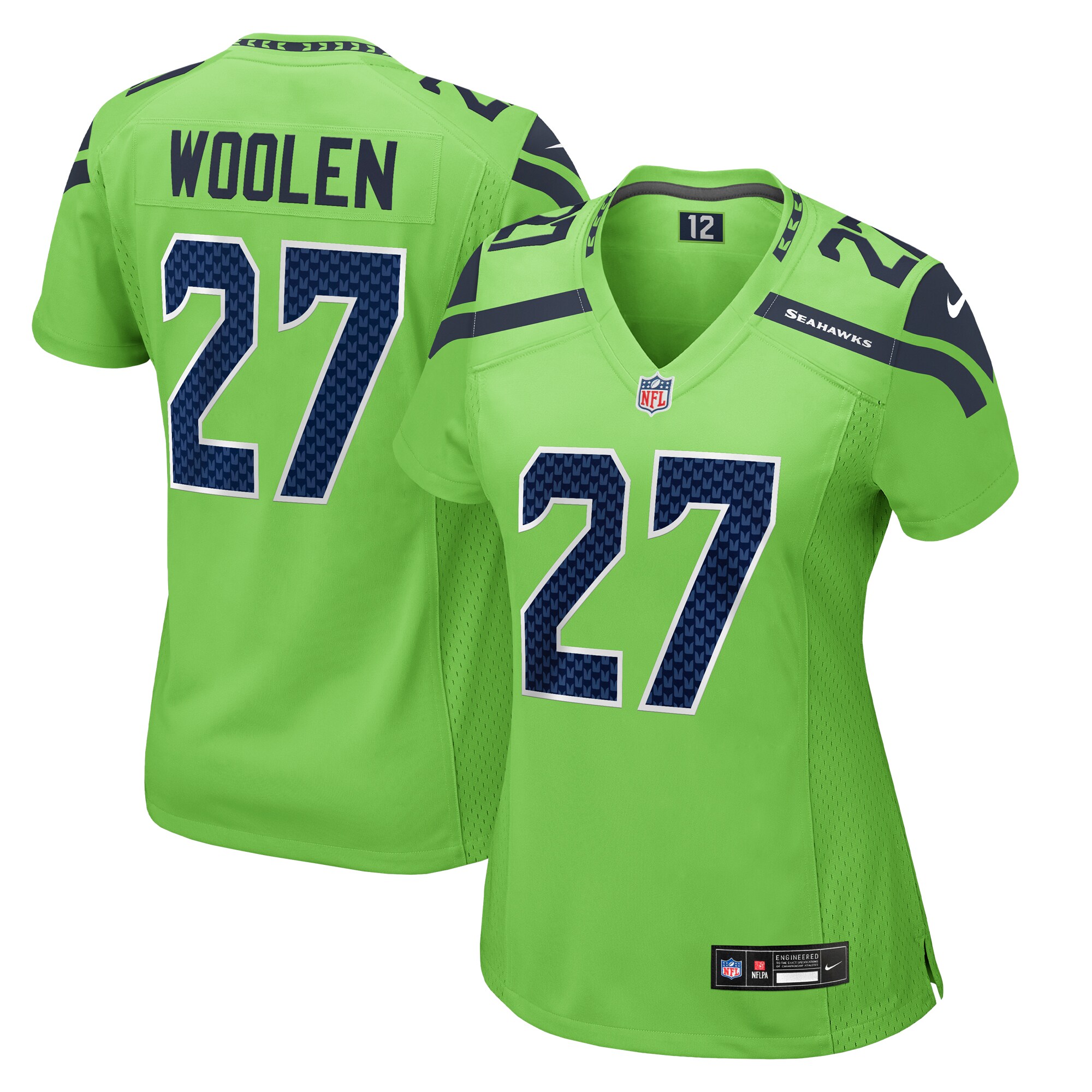 Women's Seattle Seahawks Tariq Woolen Neon Green Game Jersey Js4134