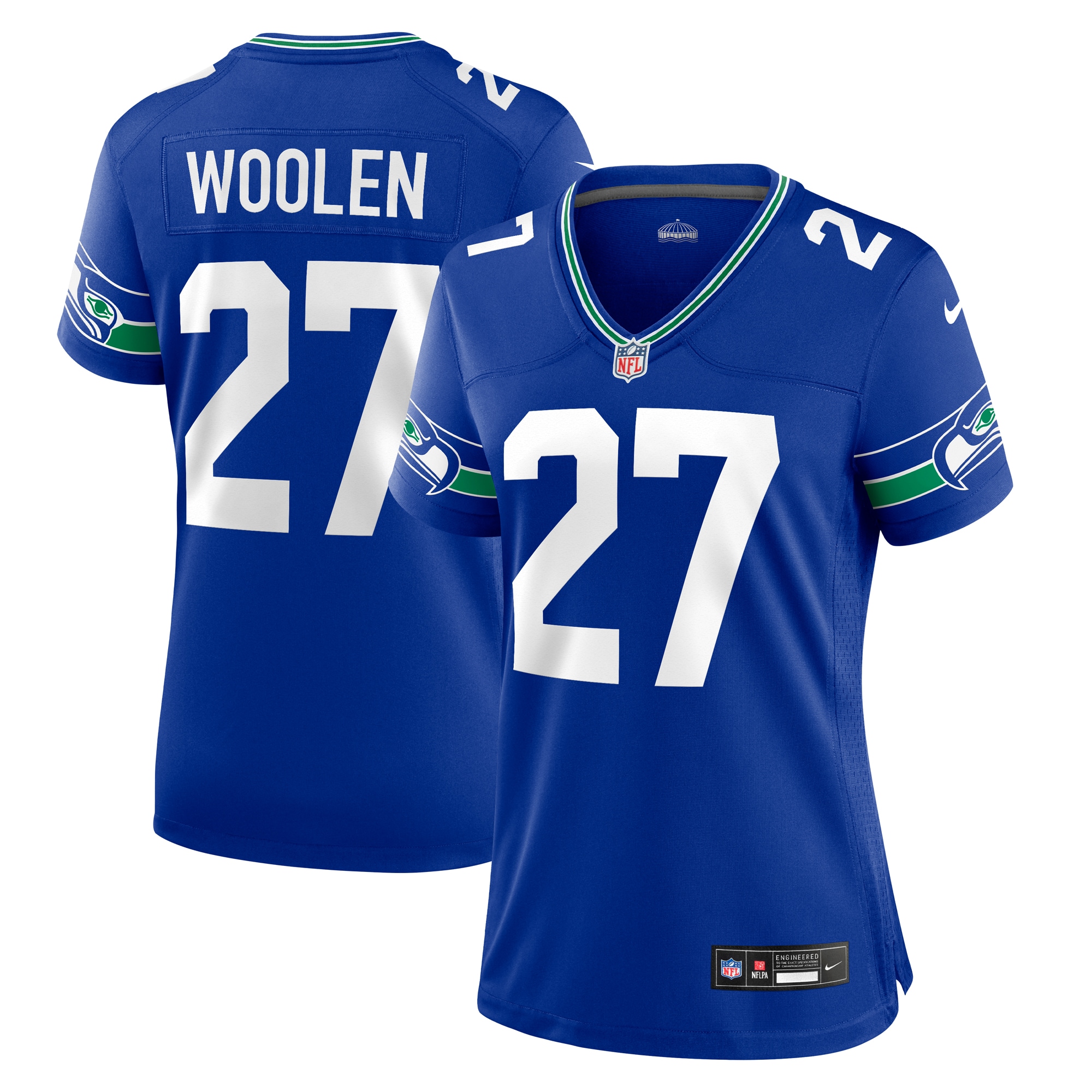 Women's Seattle Seahawks Tariq Woolen Royal Throwback Player Game Jersey Js2621