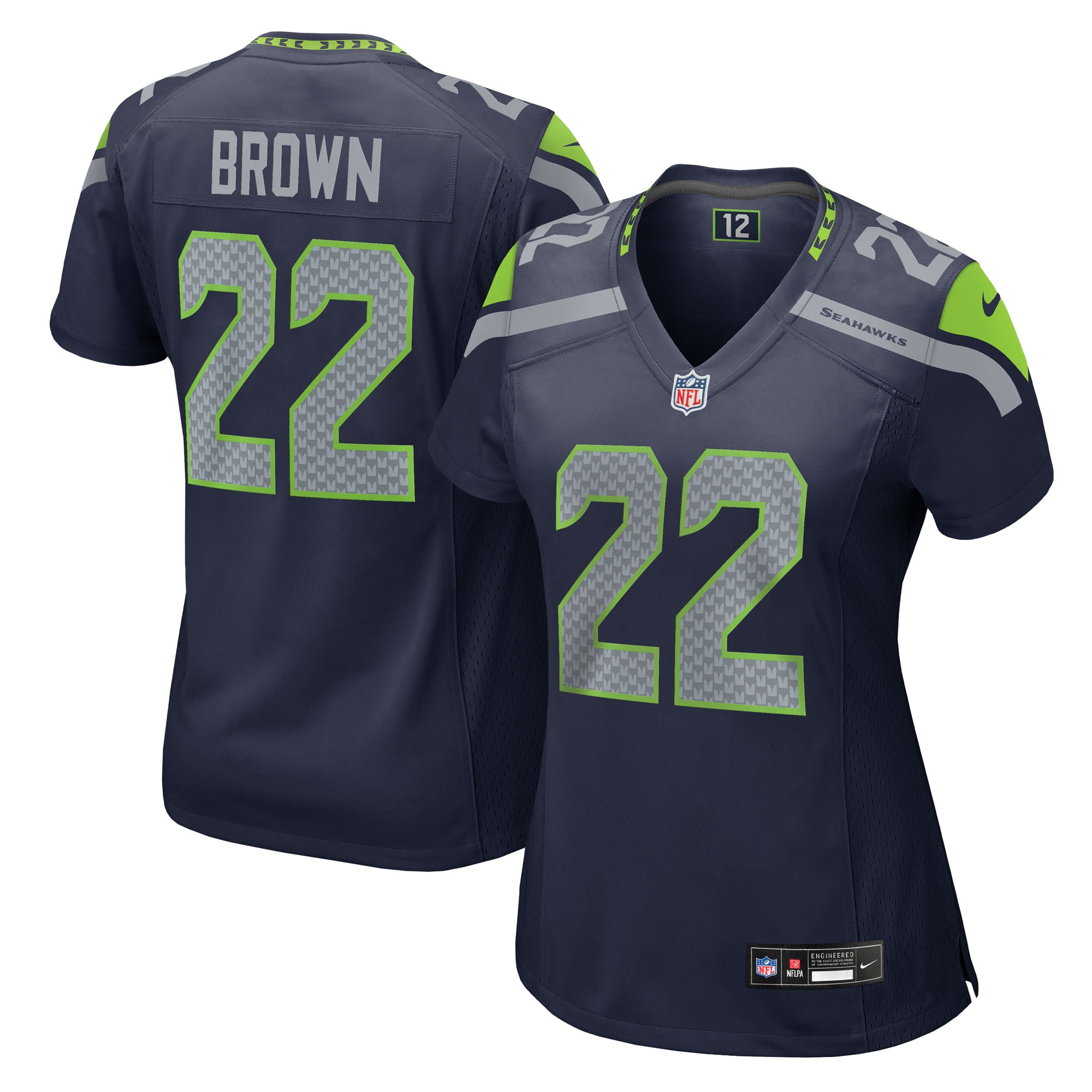 Women's Seattle Seahawks Tre Brown College Navy Team Game Jersey Js3099