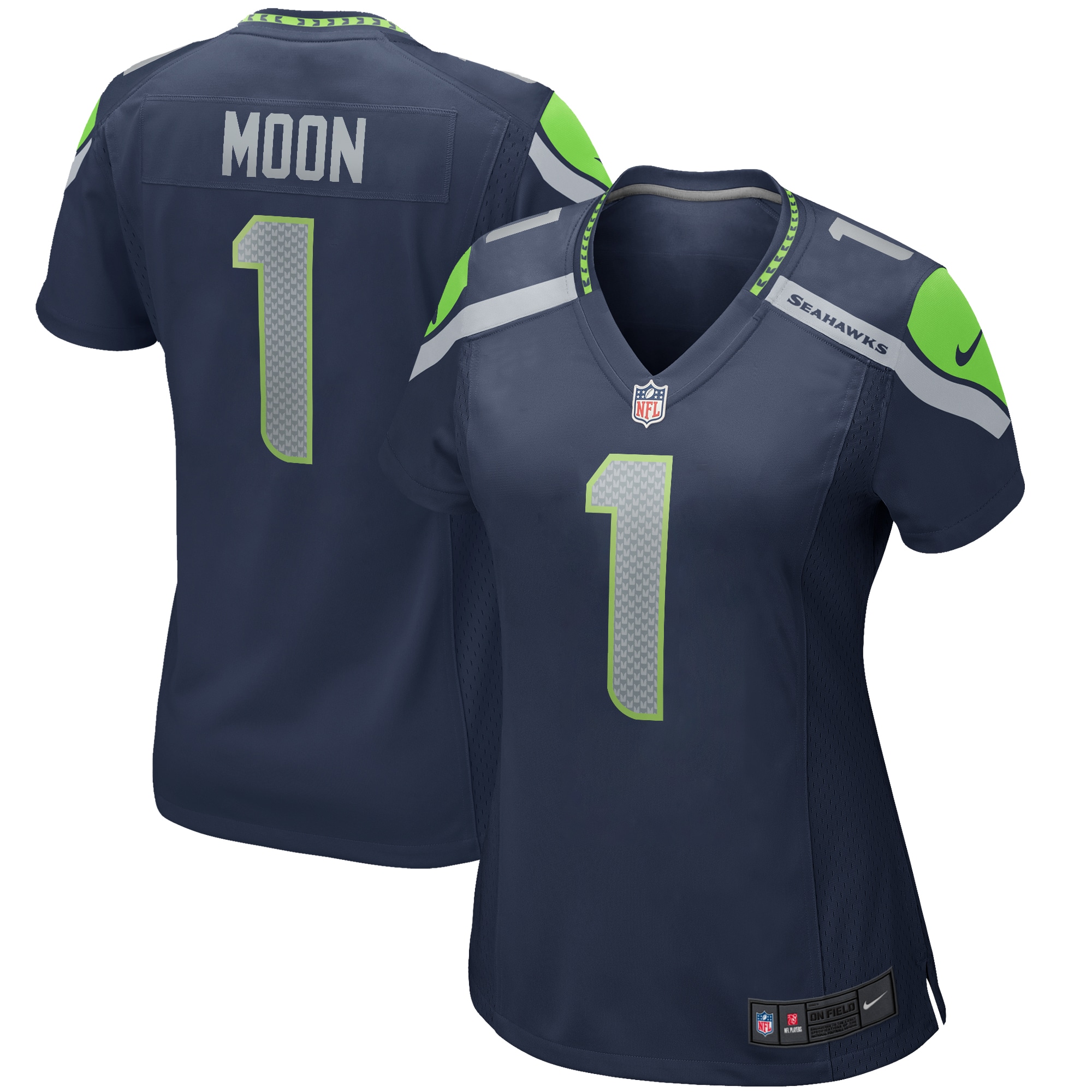 Women's Seattle Seahawks Warren Moon College Navy Game Retired Player Jersey Js4189