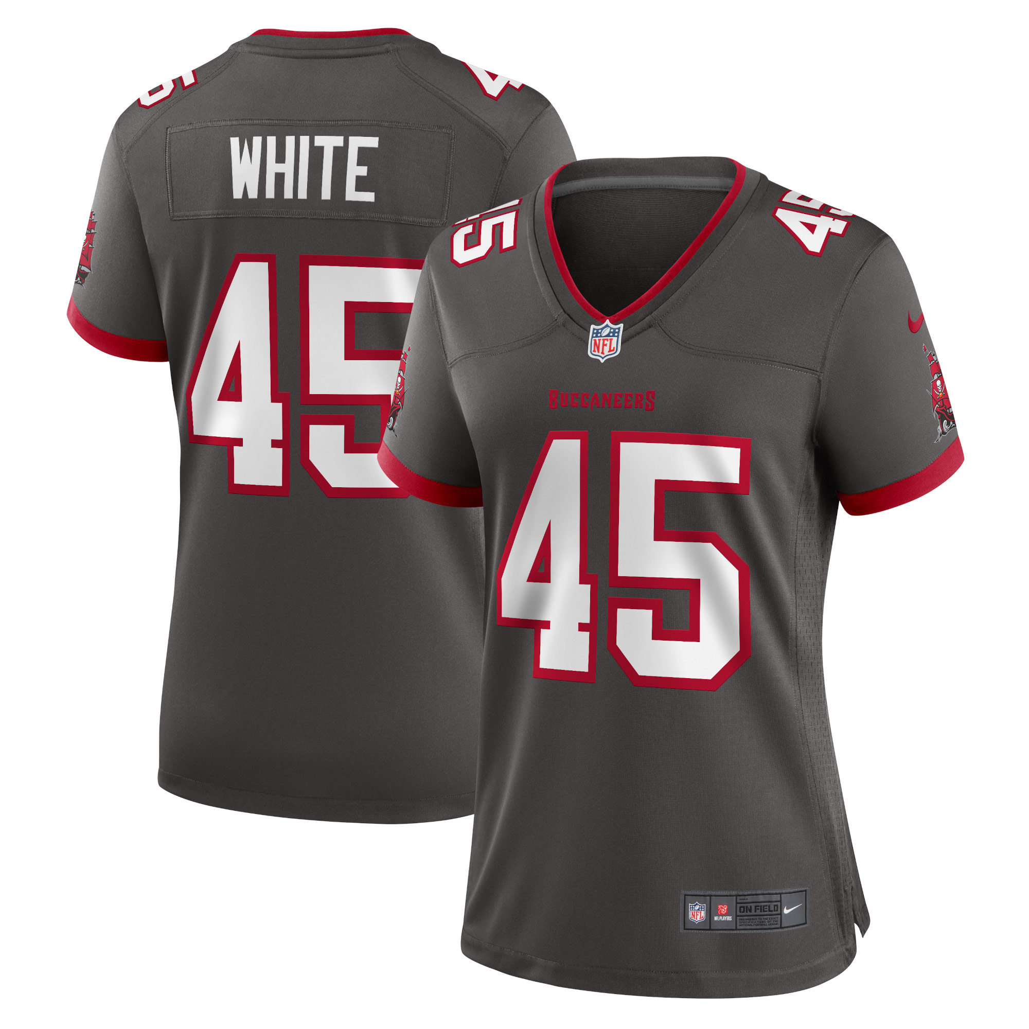 Women's Tampa Bay Buccaneers Devin White Pewter Game Jersey Js3029