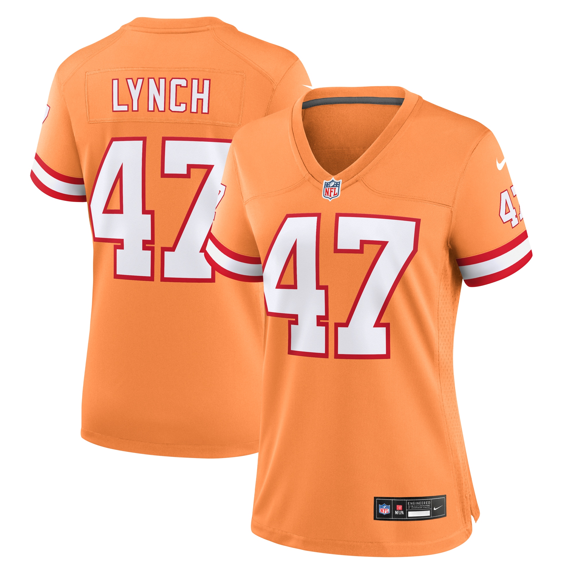 Women's Tampa Bay Buccaneers John Lynch Orange Throwback Game Jersey Js6679