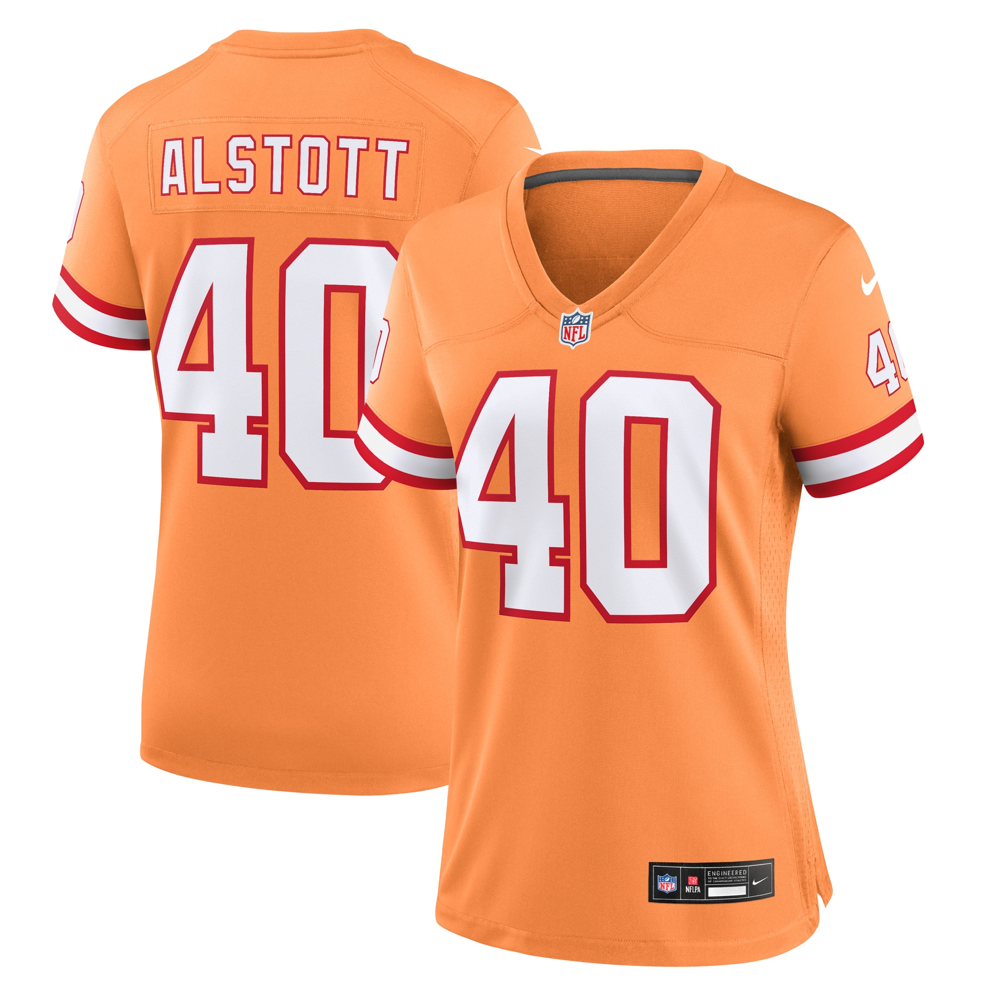 Women's Tampa Bay Buccaneers Mike Alstott Orange Throwback Game Jersey Js6594