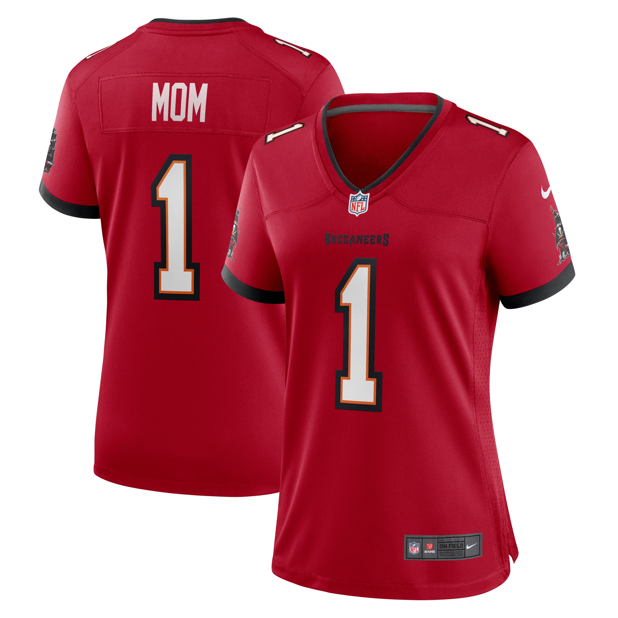 Women's Tampa Bay Buccaneers Number 1 Mom Red Game Jersey Js3688
