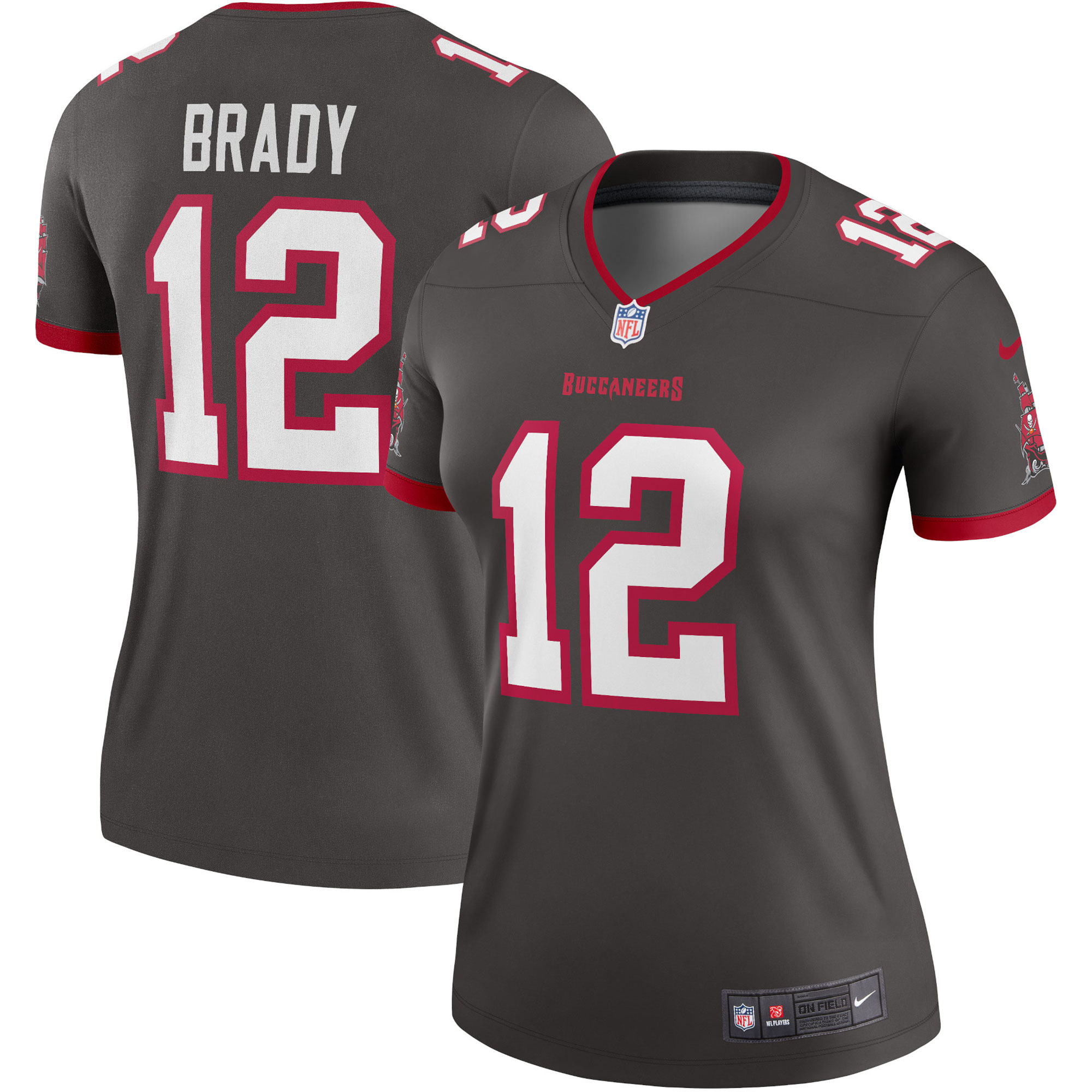 Women's Tampa Bay Buccaneers Tom Brady Pewter Alternate Legend Player Performance Top Js8460