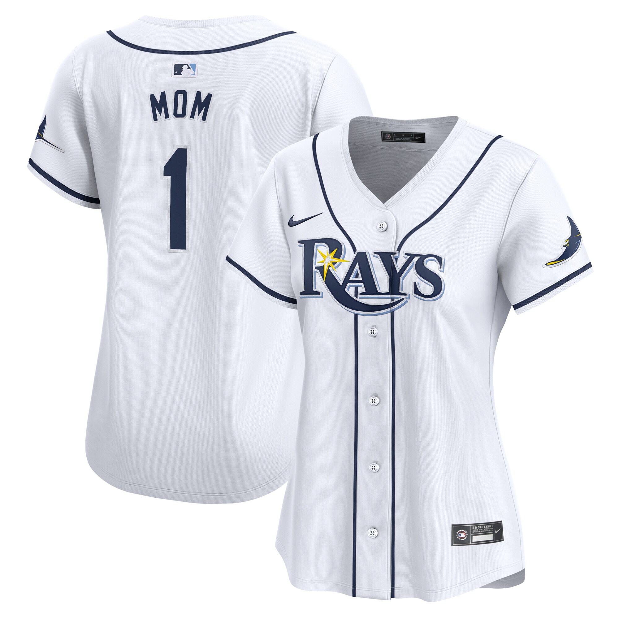 Women's Tampa Bay Rays White #1 Mom Home Limited Jersey