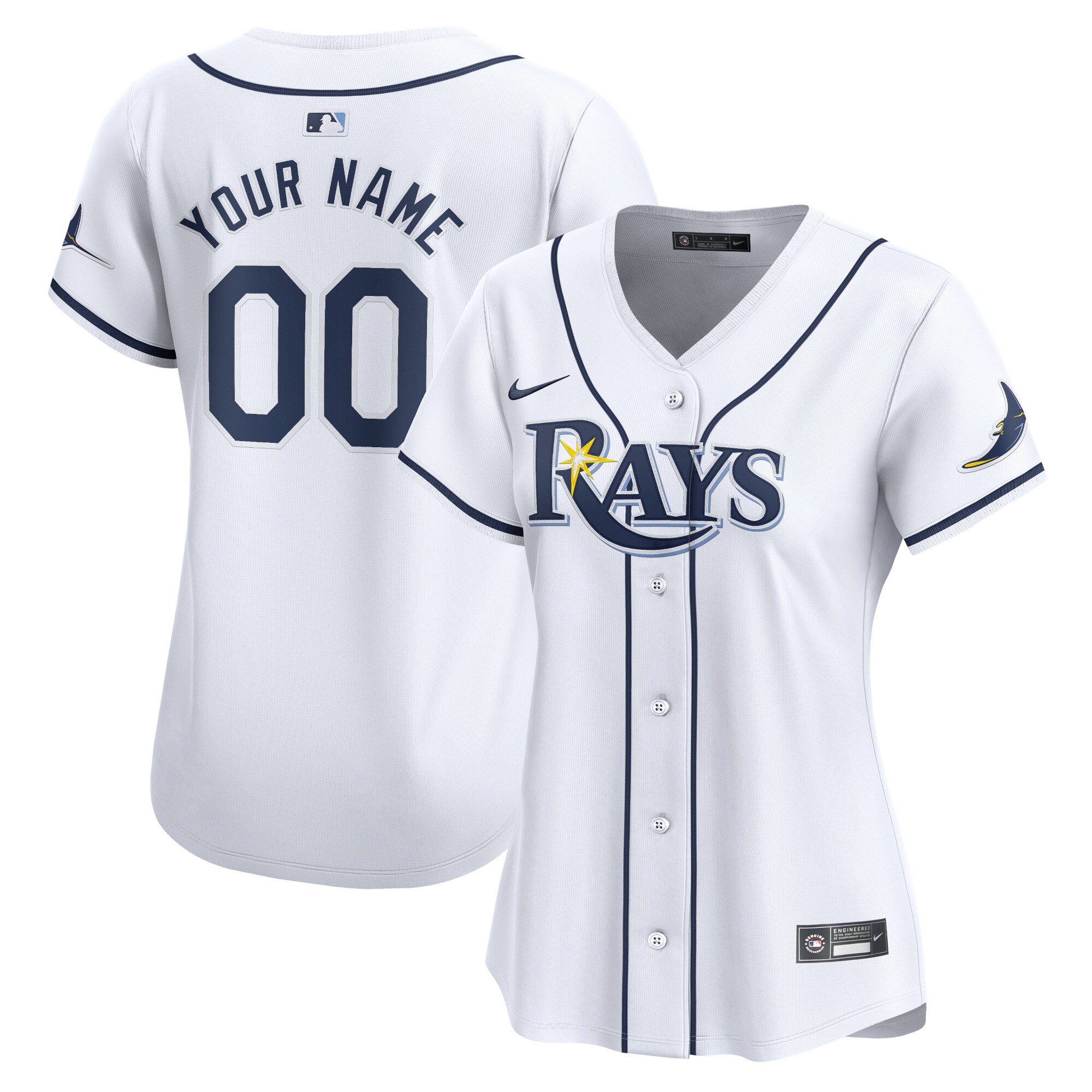 Women's Tampa Bay Rays White Home Limited Custom Jersey