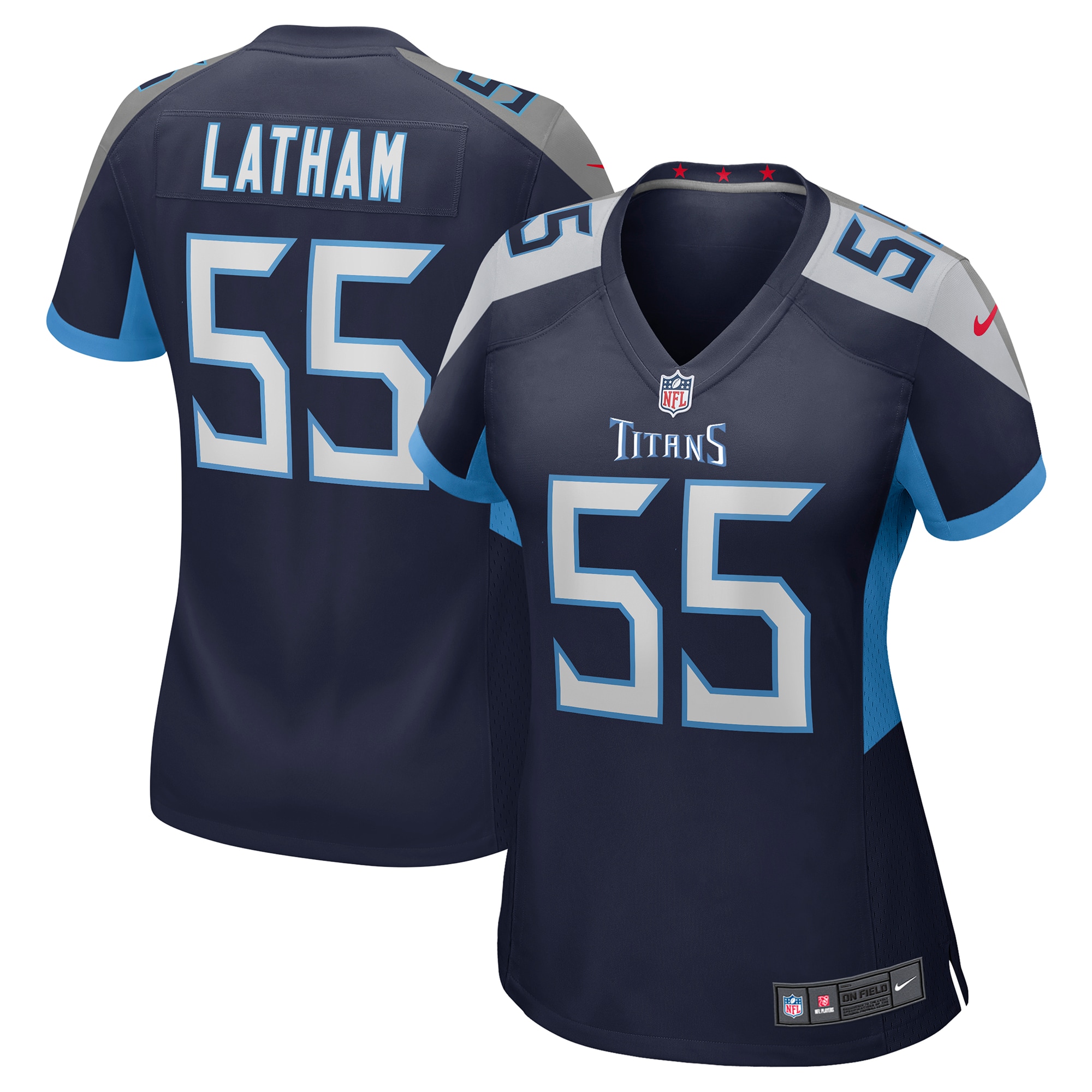 Women's Tennessee Titans Jc Latham Navy Team Game Jersey Js6423