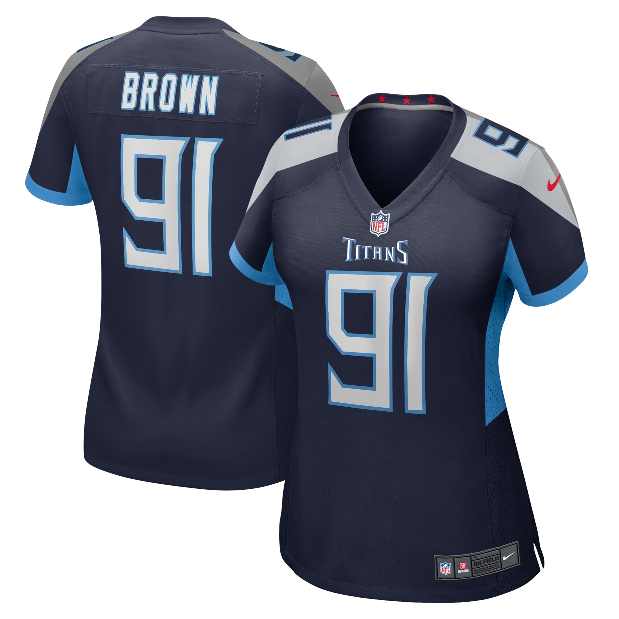 Women's Tennessee Titans Shakel Brown Navy Game Jersey Js4904