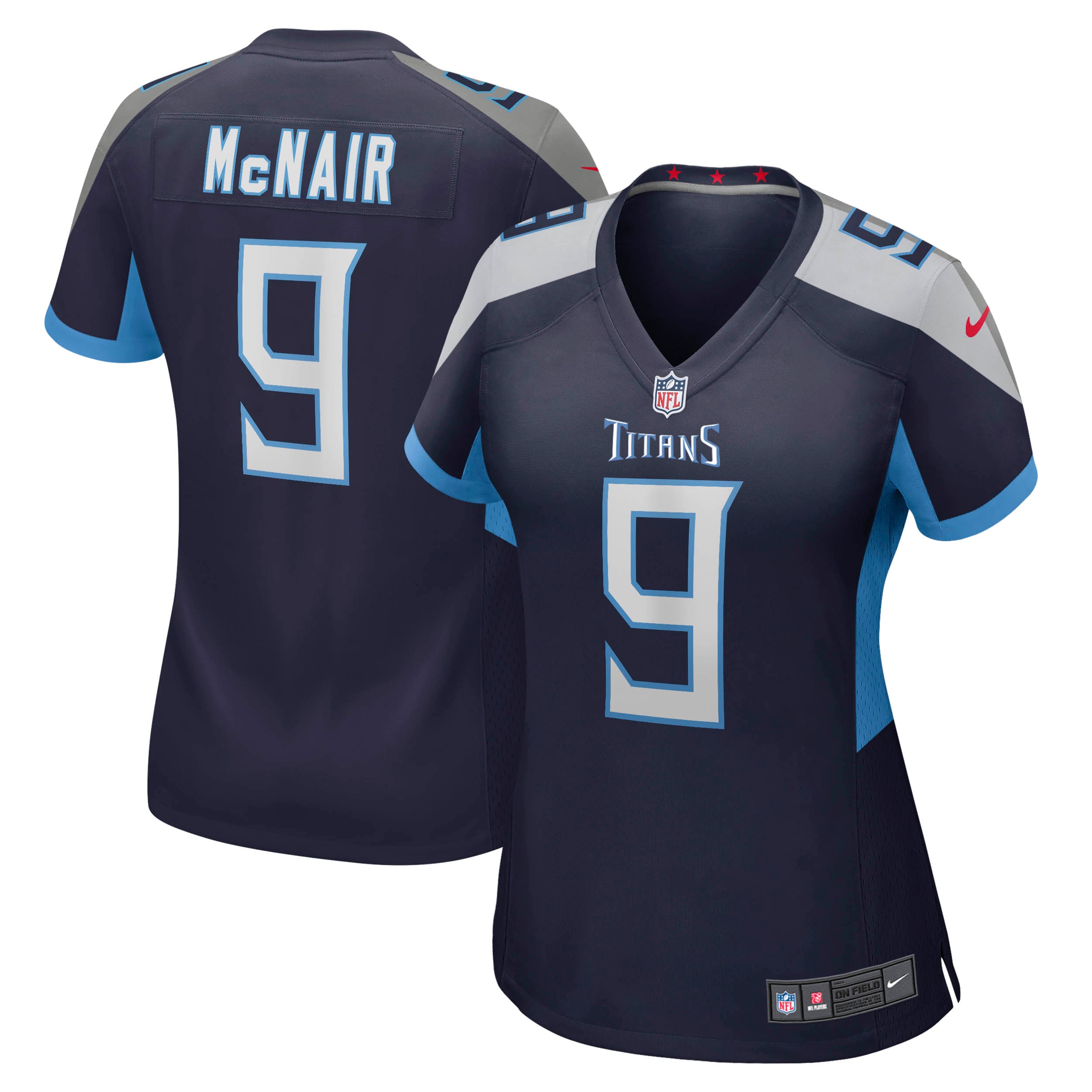 Women's Tennessee Titans Steve Mcnair Navy Game Retired Player Jersey Js3349