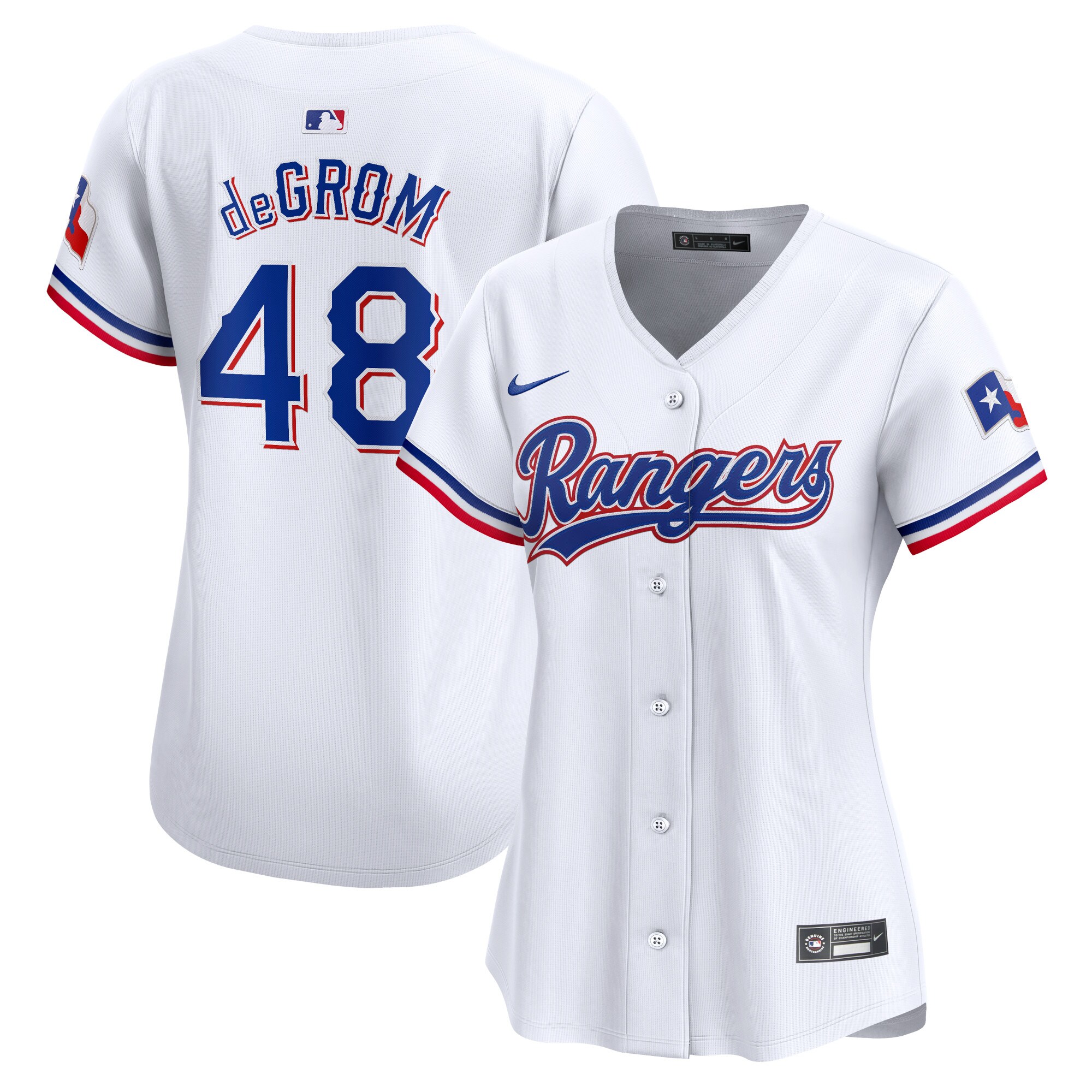 Women's Texas Rangers Jacob Degrom White Home Limited Player Jersey