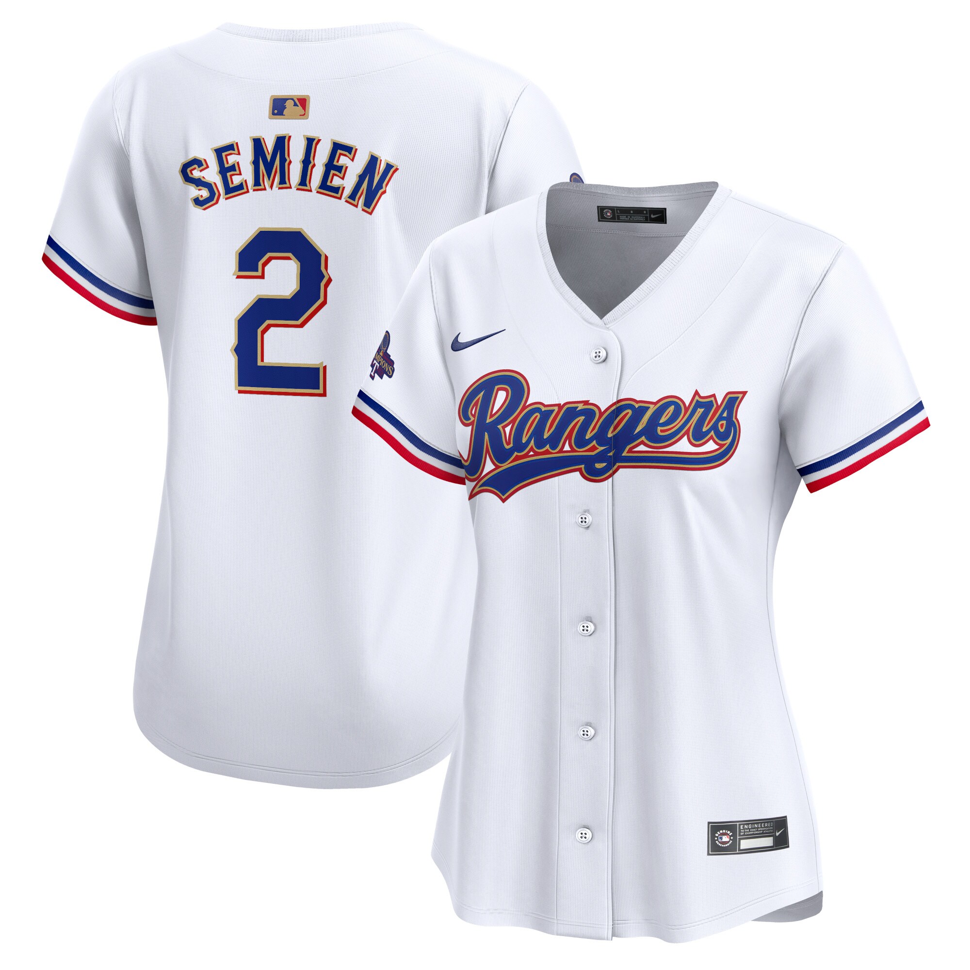Women's Texas Rangers Marcus Semien White 2024 Gold Collection Limited Player Jersey