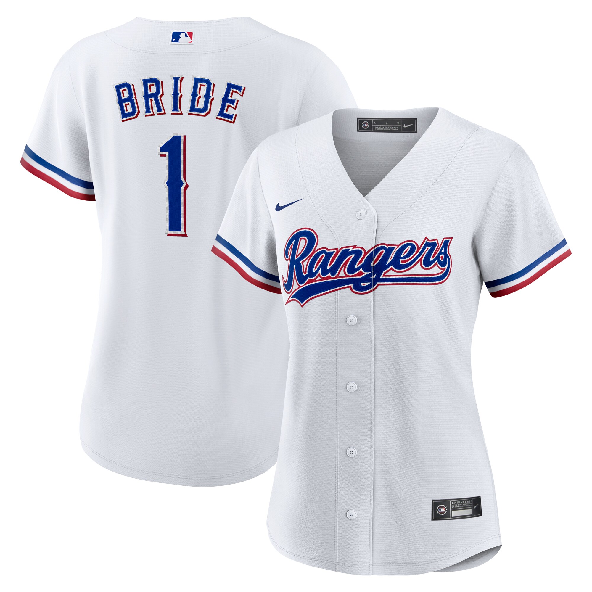 Women's Texas Rangers White #1 Bride Home Jersey