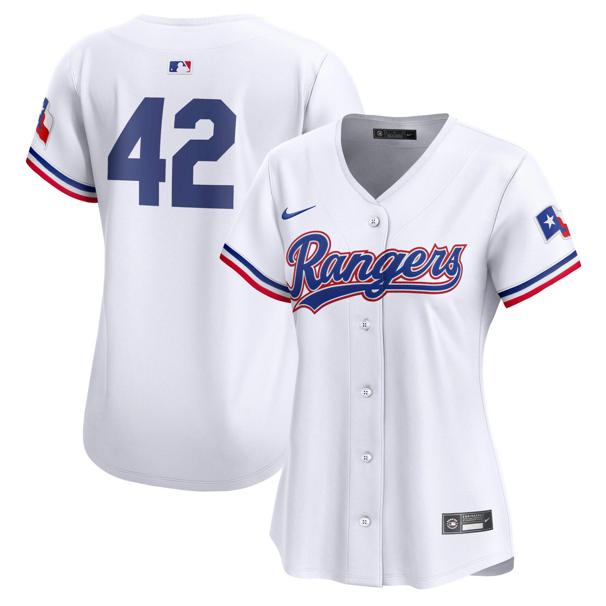 Women's Texas Rangers White 2024 Jackie Robinson Day Home Limited Jersey