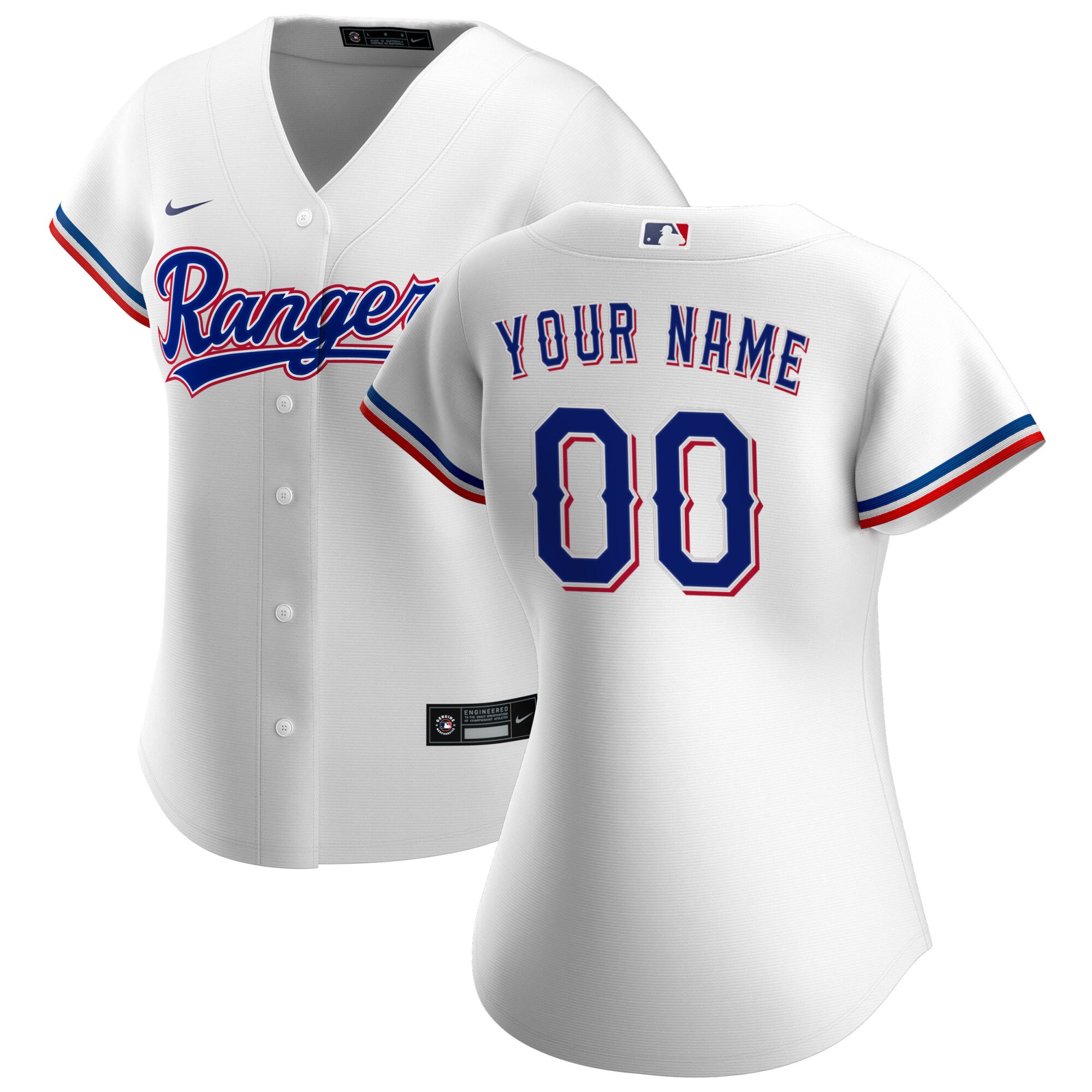 Women's Texas Rangers White Home Custom Jersey