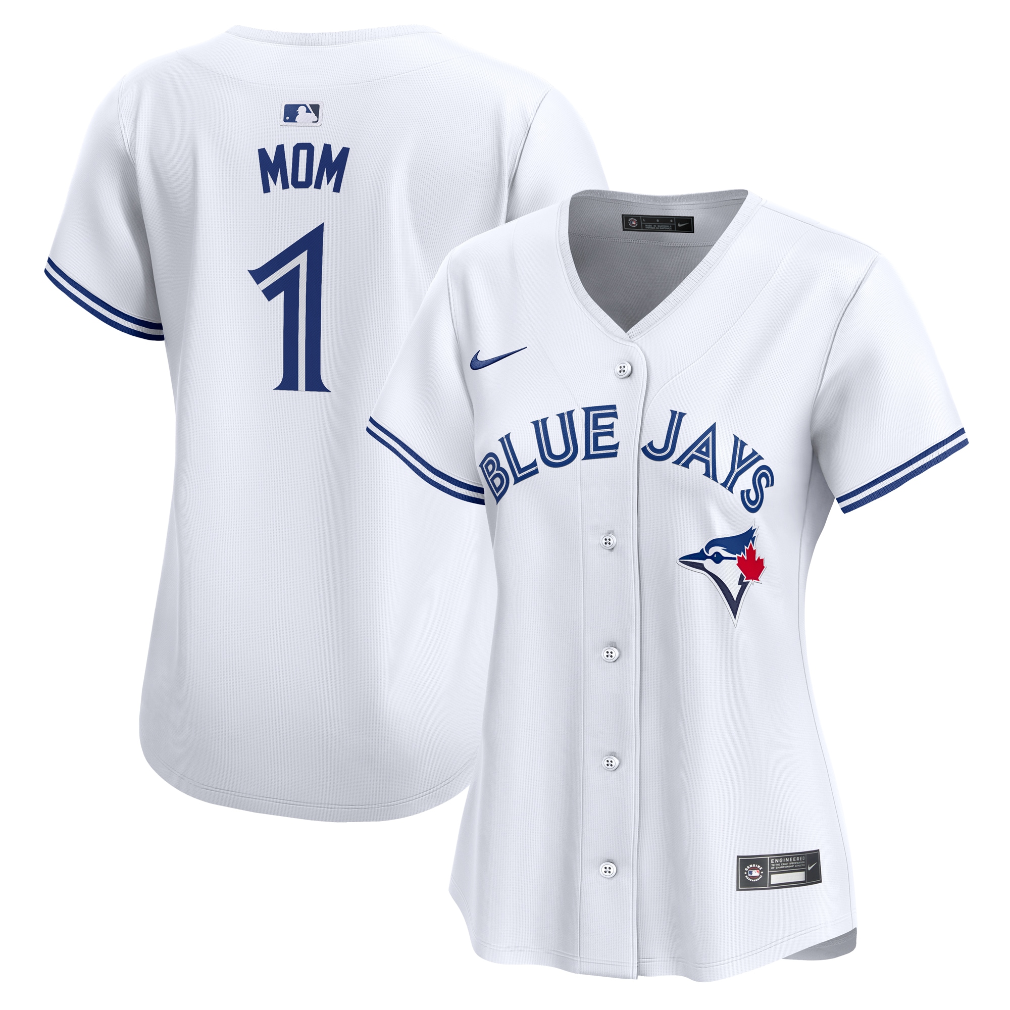 Women's Toronto Blue Jays White #1 Mom Home Limited Jersey