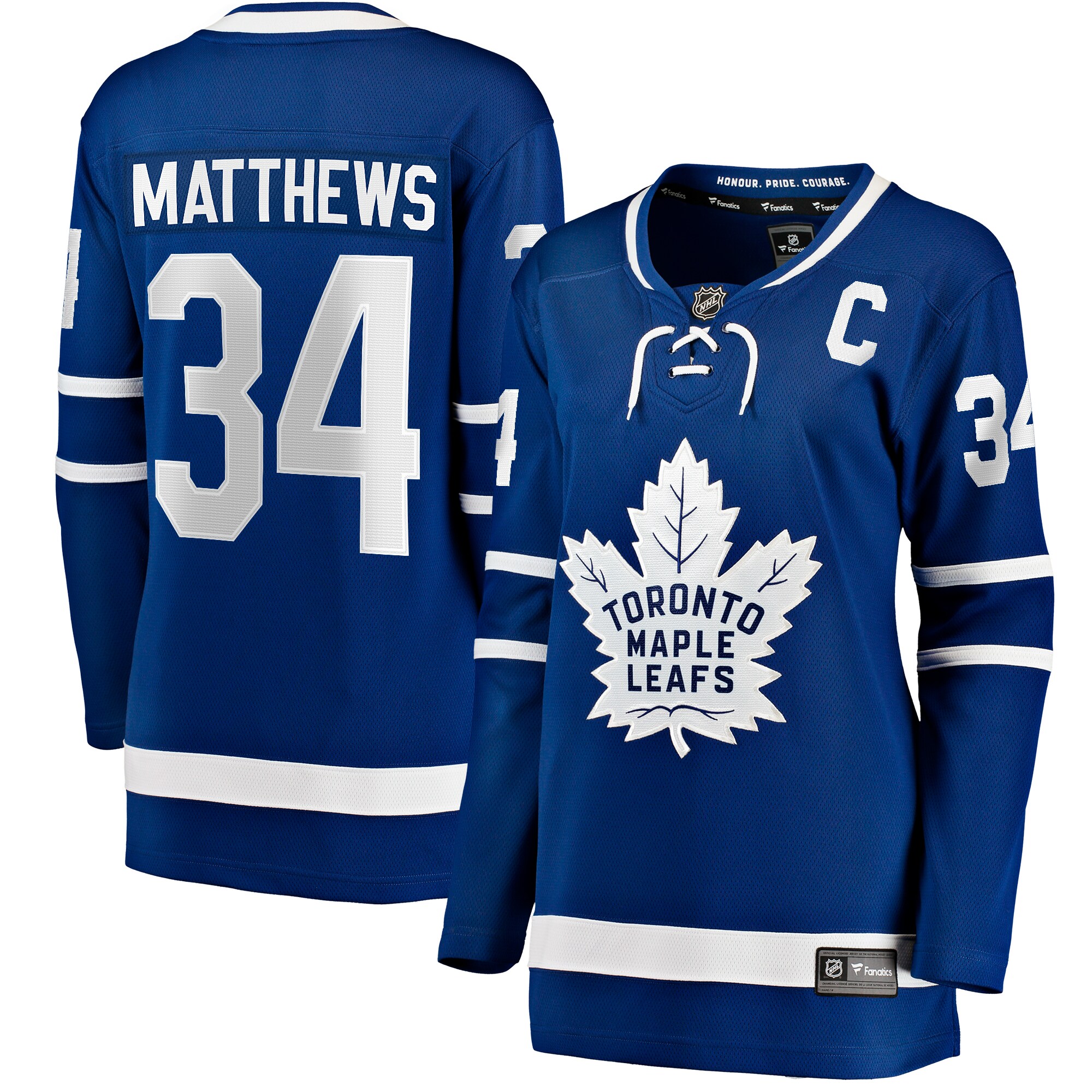 Women's Toronto Maple Leafs Auston Matthews Blue Captain Patch Home Breakaway Player Jersey