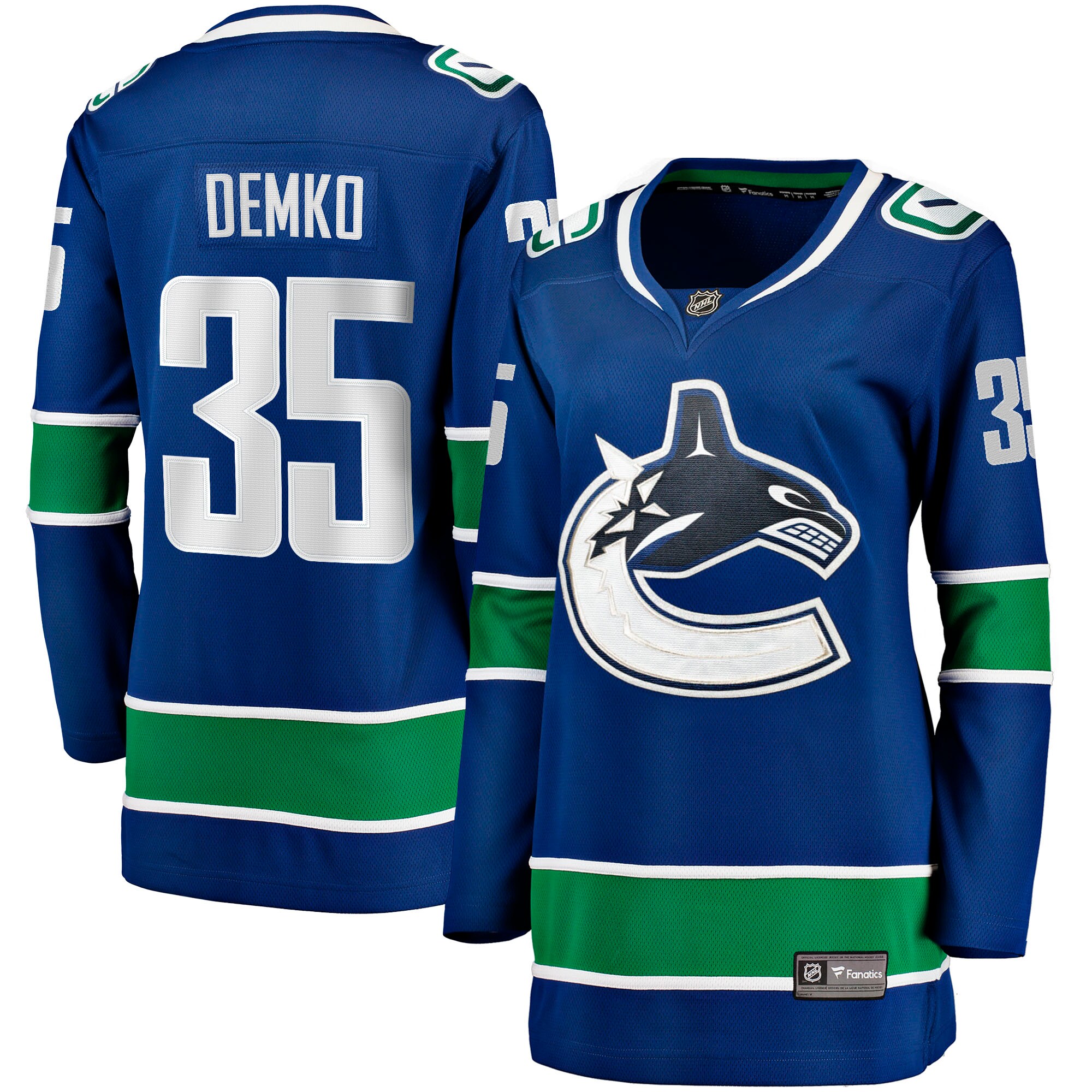 Women's Vancouver Canucks Thatcher Demko Blue Home Breakaway Jersey