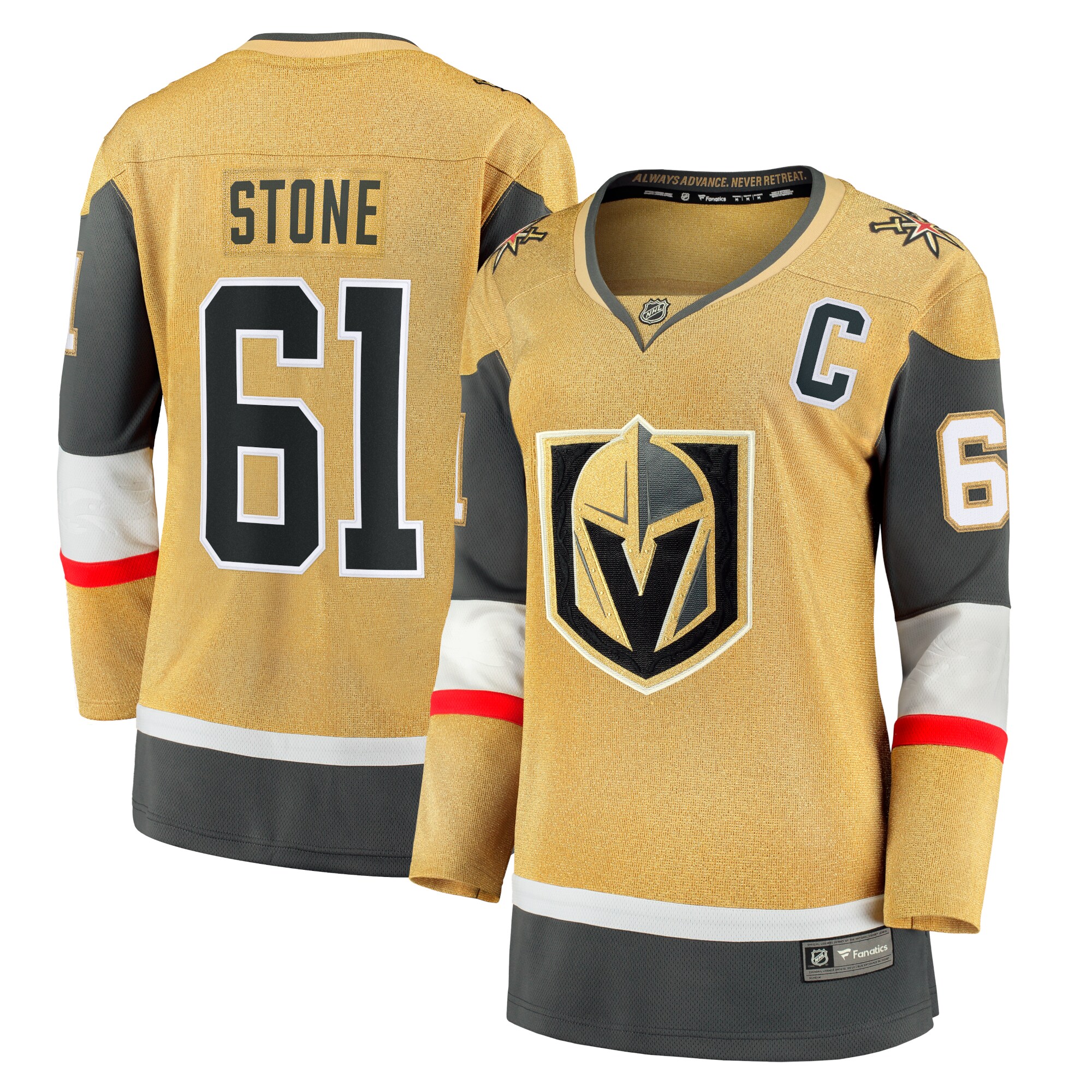 Women's Vegas Golden Knights Mark Stone Gold Captain Patch Home Breakaway Player Jersey