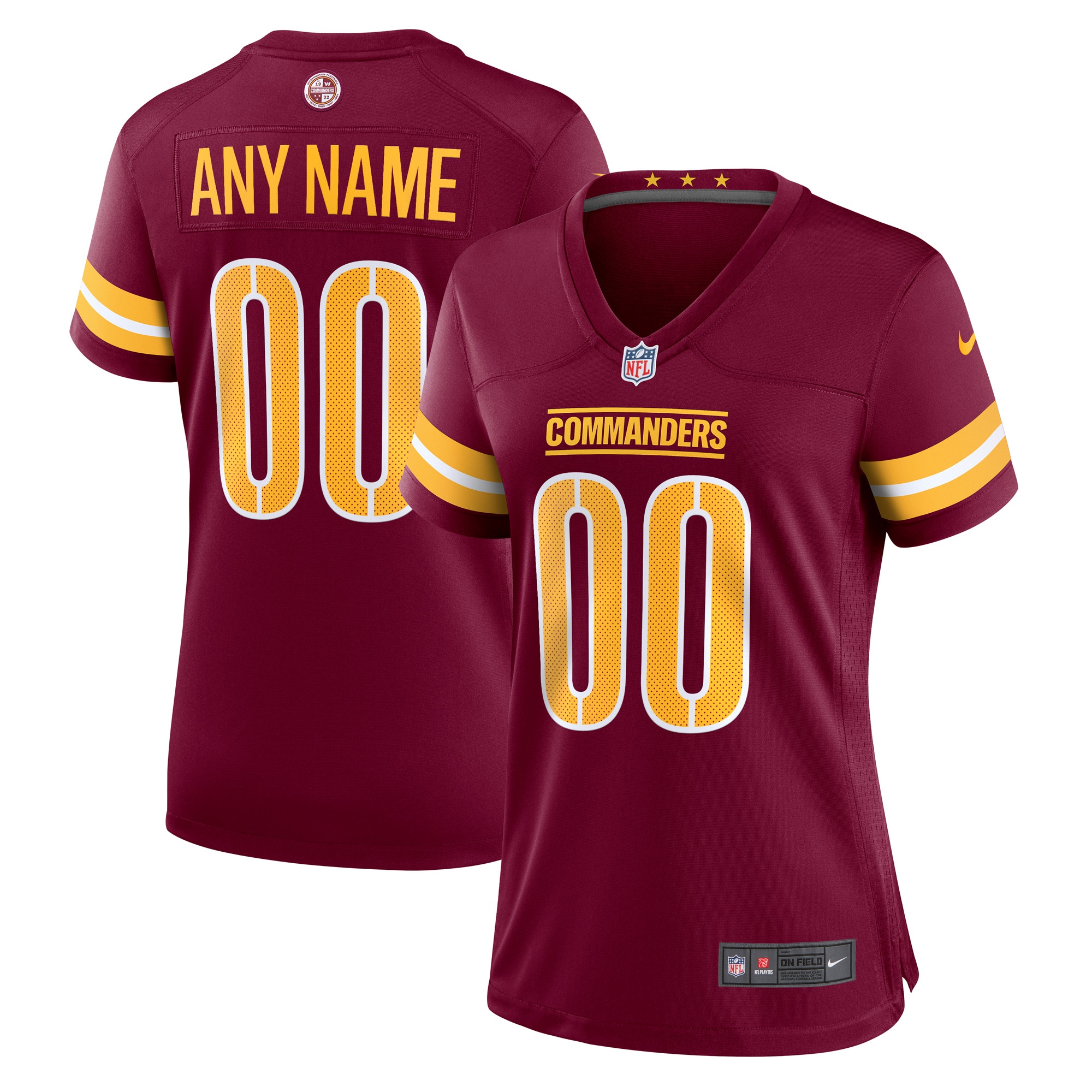 Women's Washington Commanders Burgundy Game Custom Player Jersey Js1550