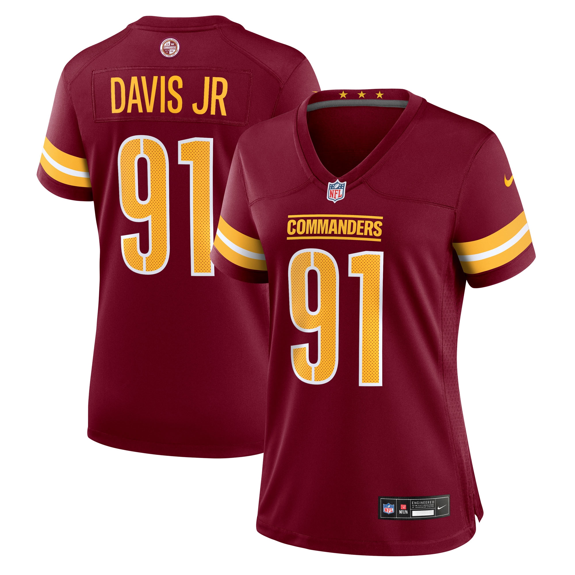 Women's Washington Commanders Carl Davis Jr. Burgundy Team Game Jersey Js3241
