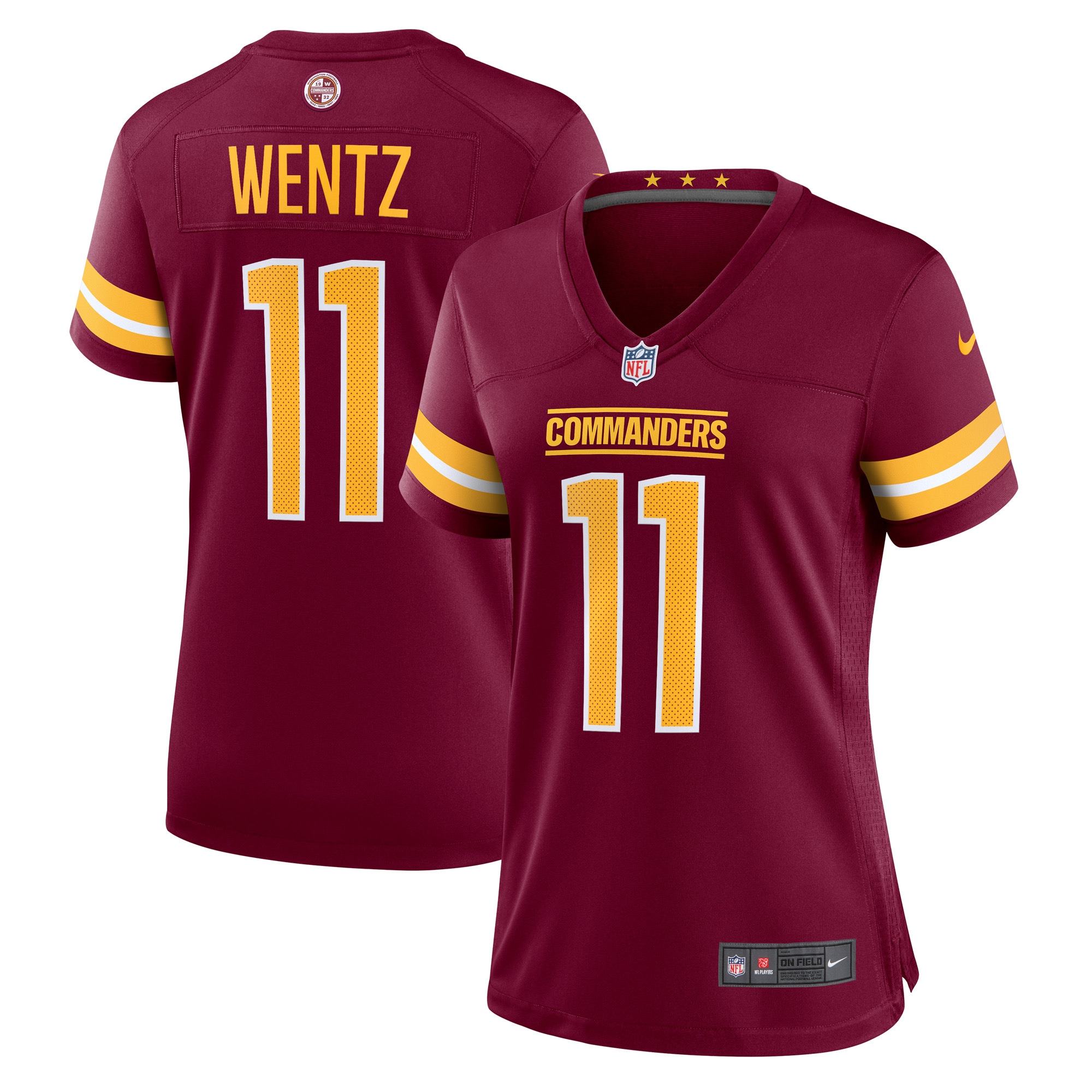Women's Washington Commanders Carson Wentz Burgundy Game Jersey Js6654
