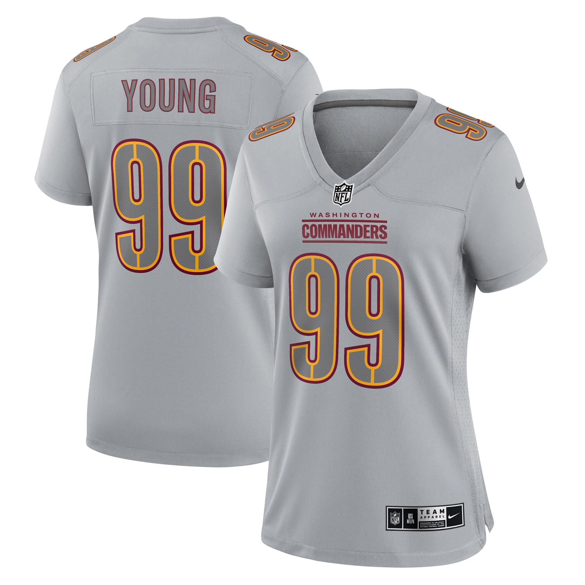 Women's Washington Commanders Chase Young Gray Atmosphere Fashion Game Jersey Js3511