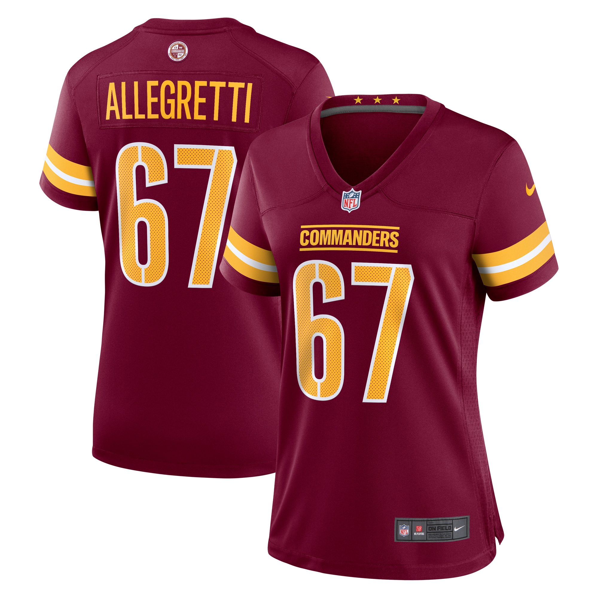 Women's Washington Commanders Nick Allegretti Burgundy Game Jersey Js4236